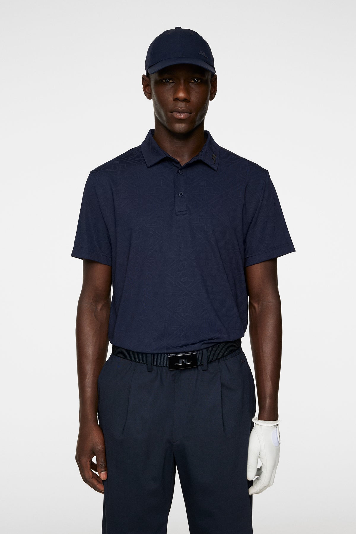Bison Regular Jacquard Polo in JL Navy by J.Lindeberg