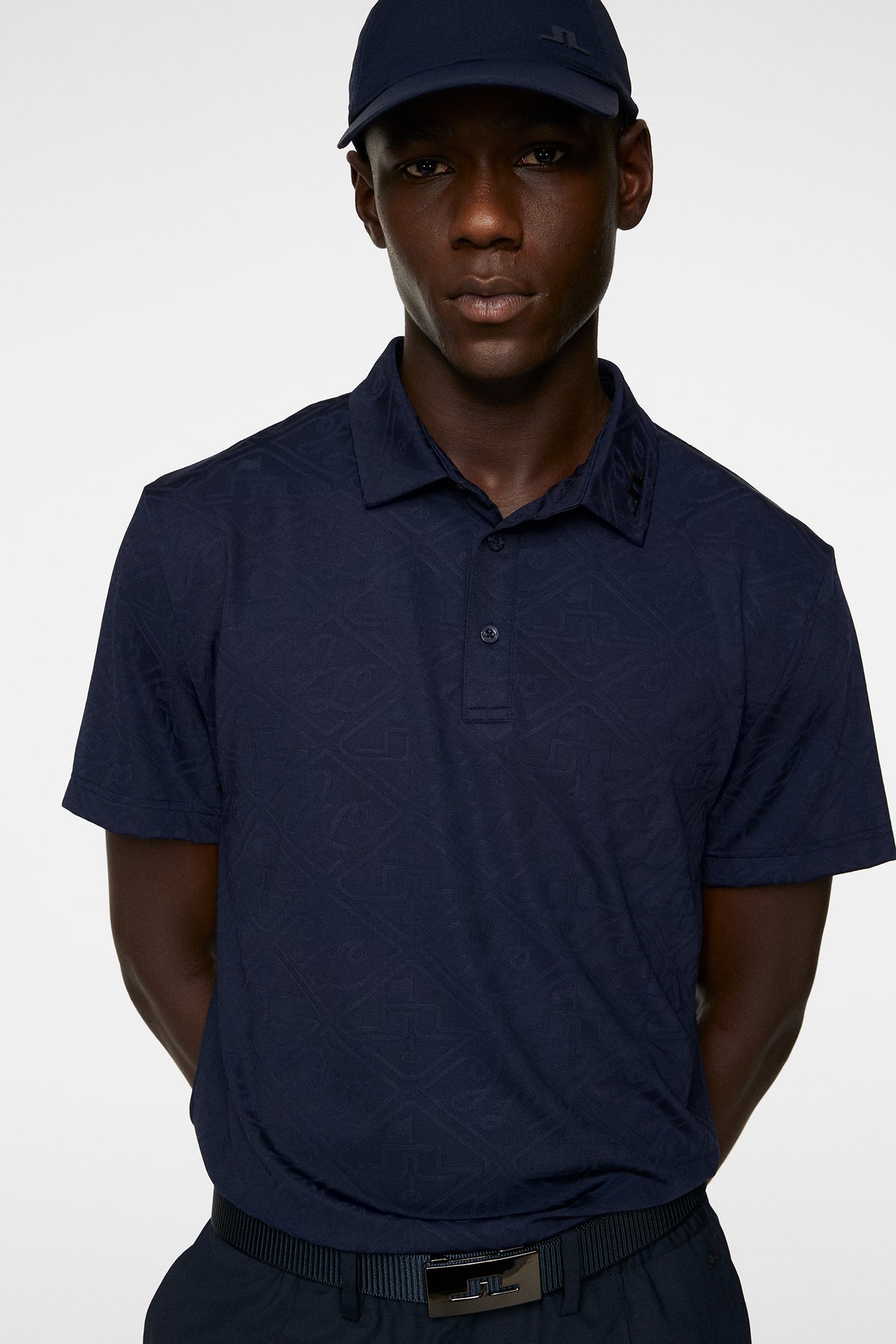 Bison Regular Jacquard Polo in JL Navy by J.Lindeberg