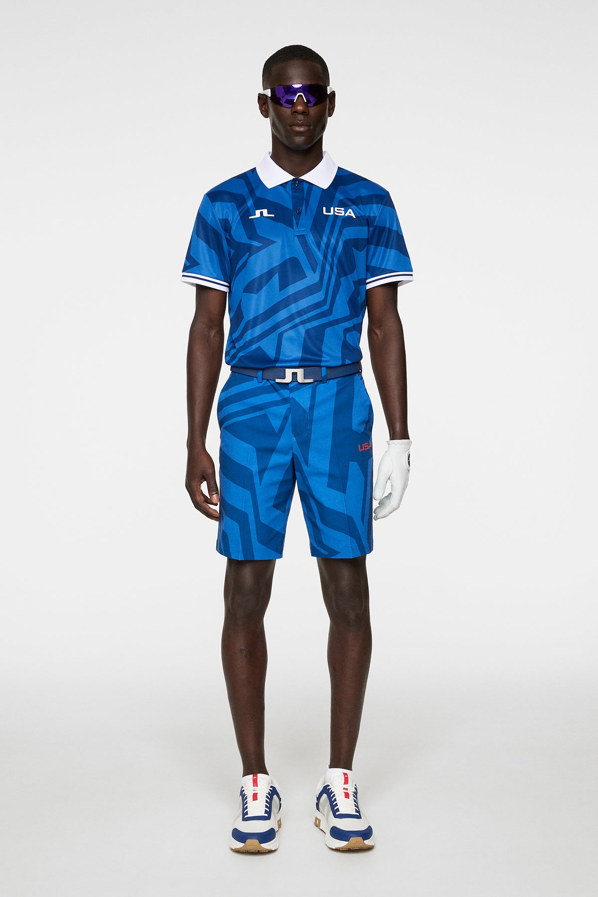Alois Print Polo in US Golf Blue by J.Lindeberg