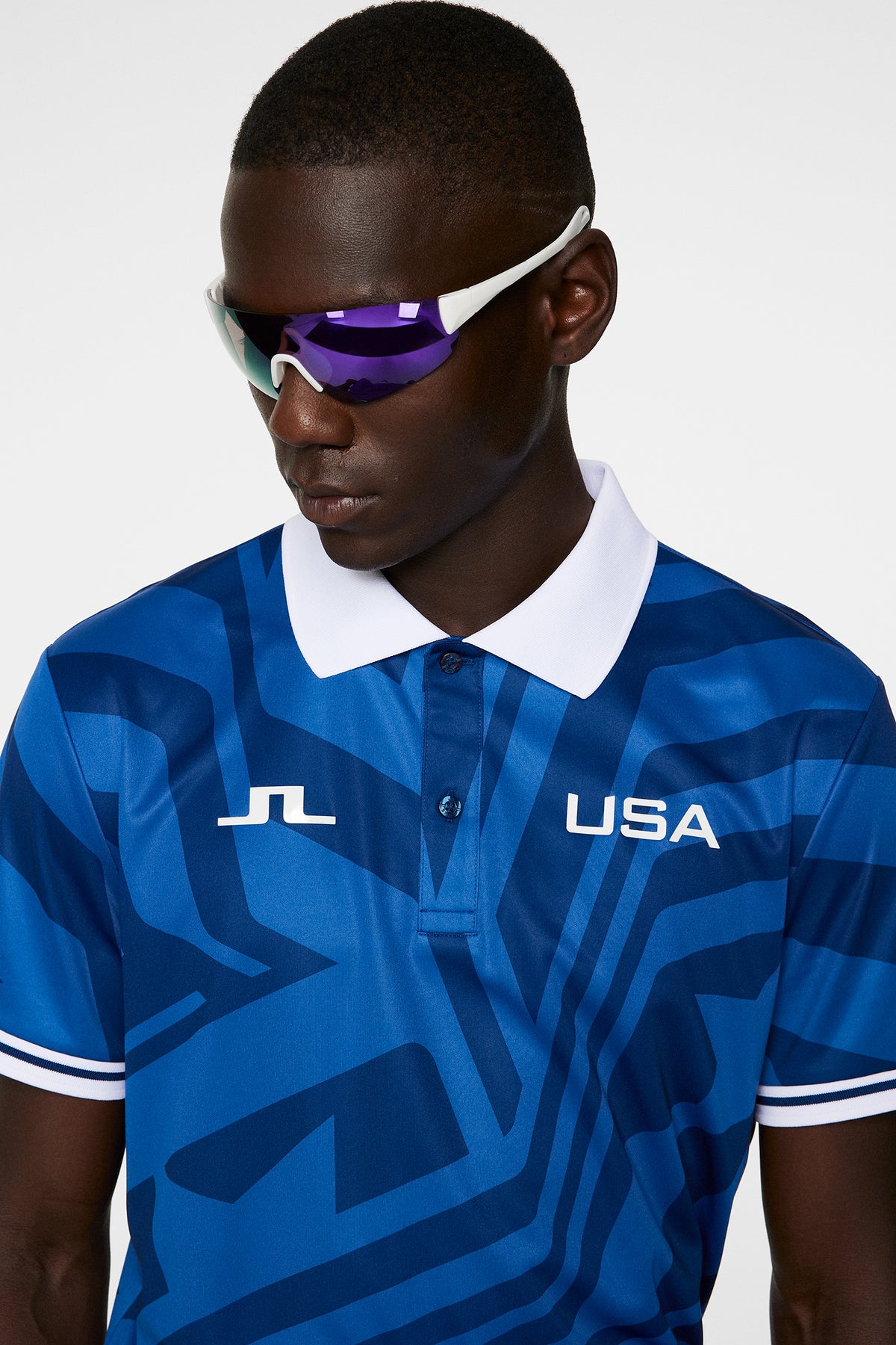 Alois Print Polo in US Golf Blue by J.Lindeberg