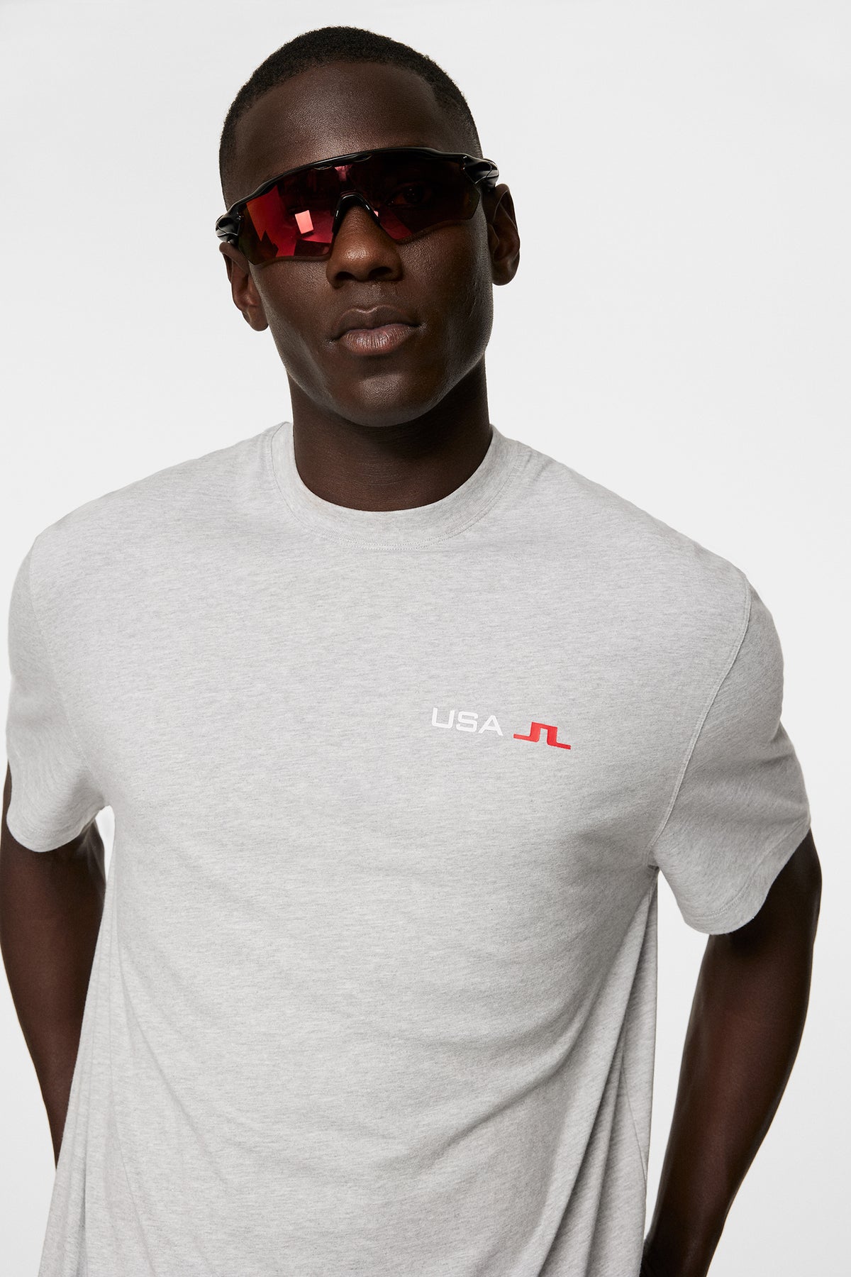 Elie Unisex T-Shirt in Light Grey Melange by J.Lindeberg