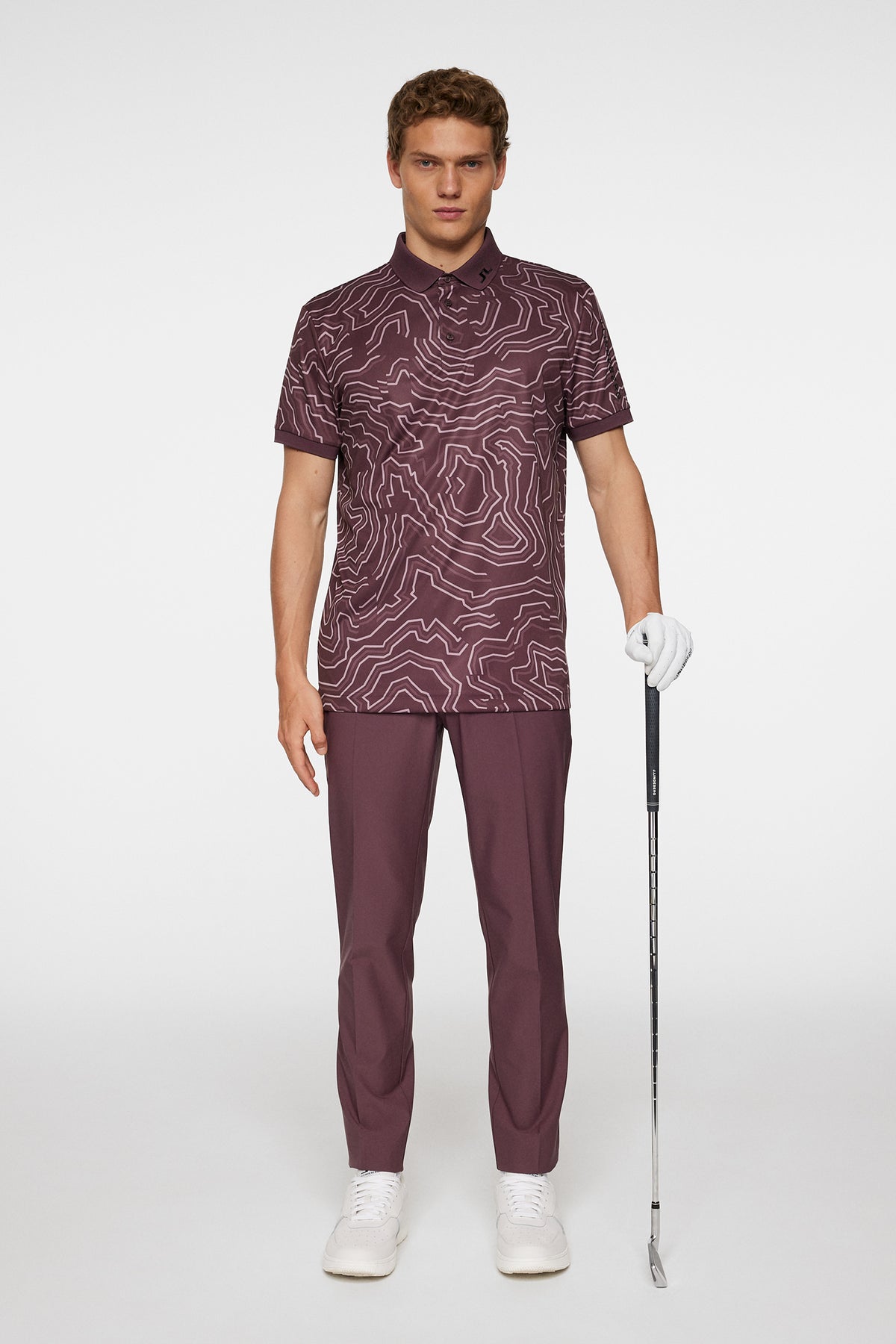 Tour Tech Print Polo in Topo Huckleberry L by J.Lindeberg