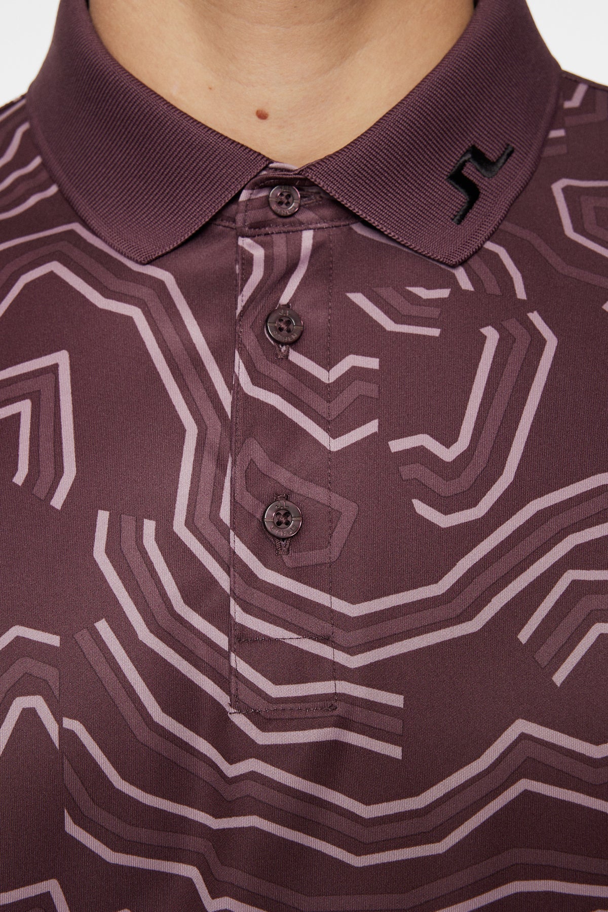 Tour Tech Print Polo in Topo Huckleberry L by J.Lindeberg