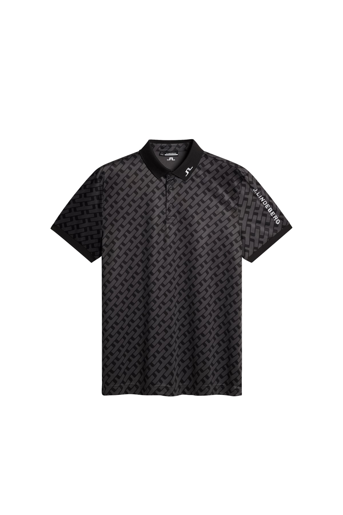 Tour Tech Print Polo in Tour Geo Tonal Black M by J.Lindeberg