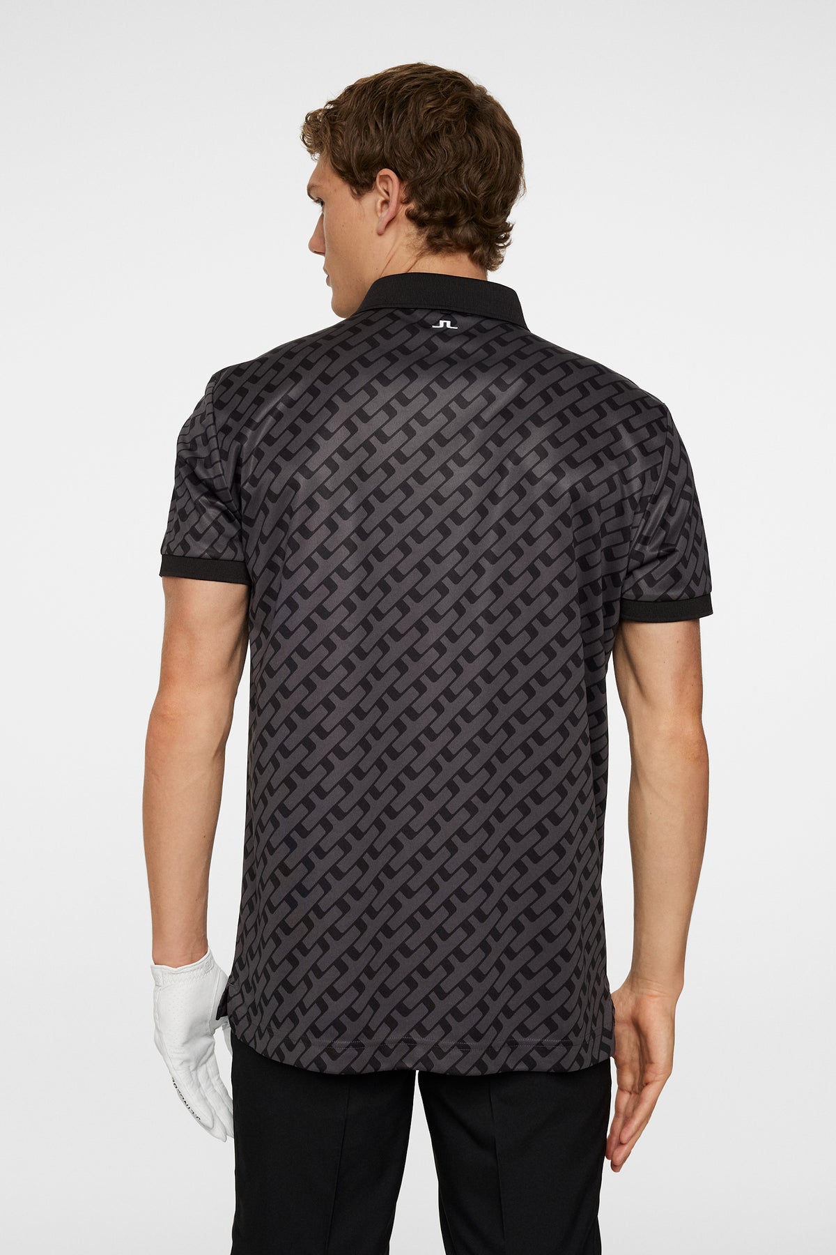 Tour Tech Print Polo in Tour Geo Tonal Black M by J.Lindeberg