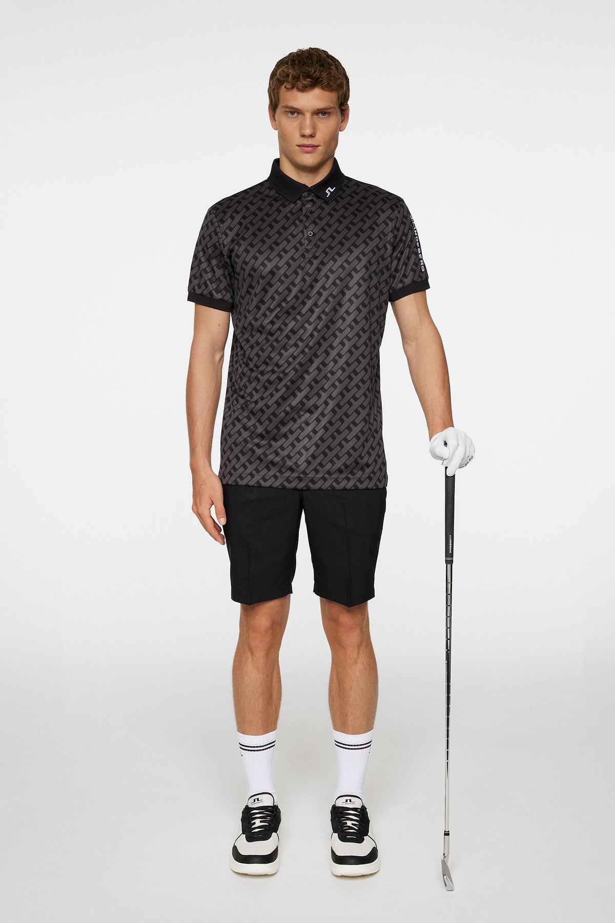 Tour Tech Print Polo in Tour Geo Tonal Black M by J.Lindeberg