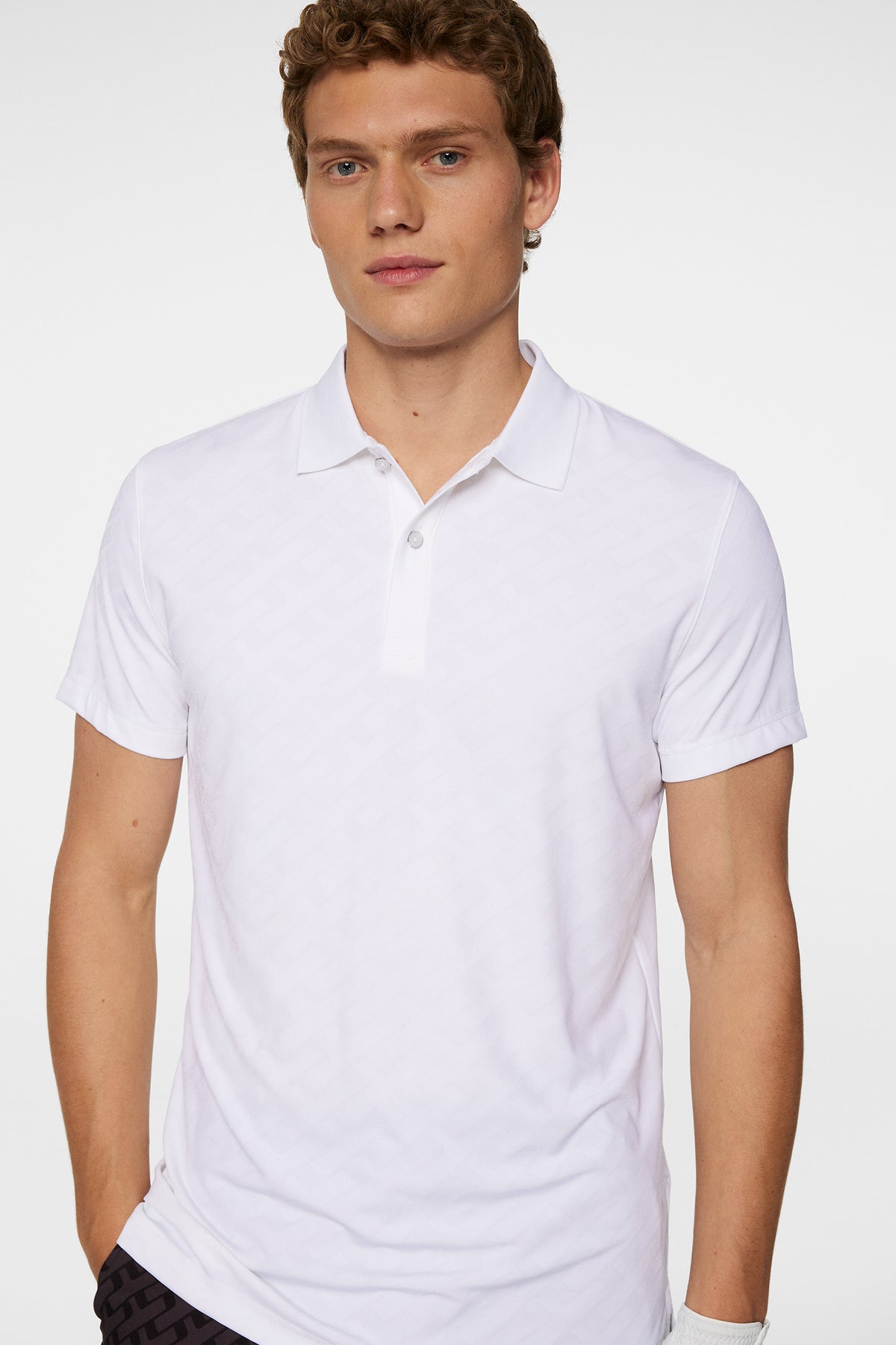 Bison Jacquard Polo in White by J.Lindeberg