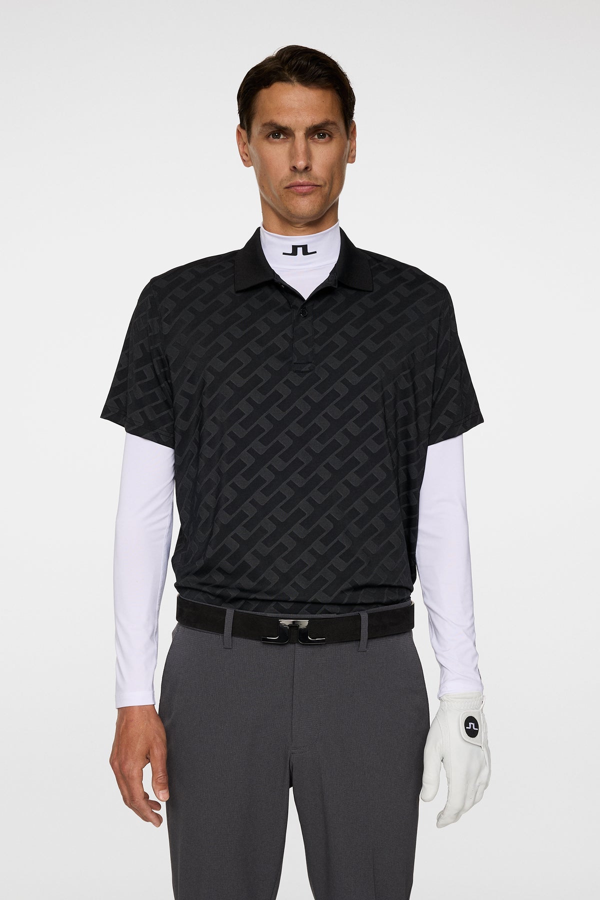 Bison Jacquard Polo in Black by J.Lindeberg