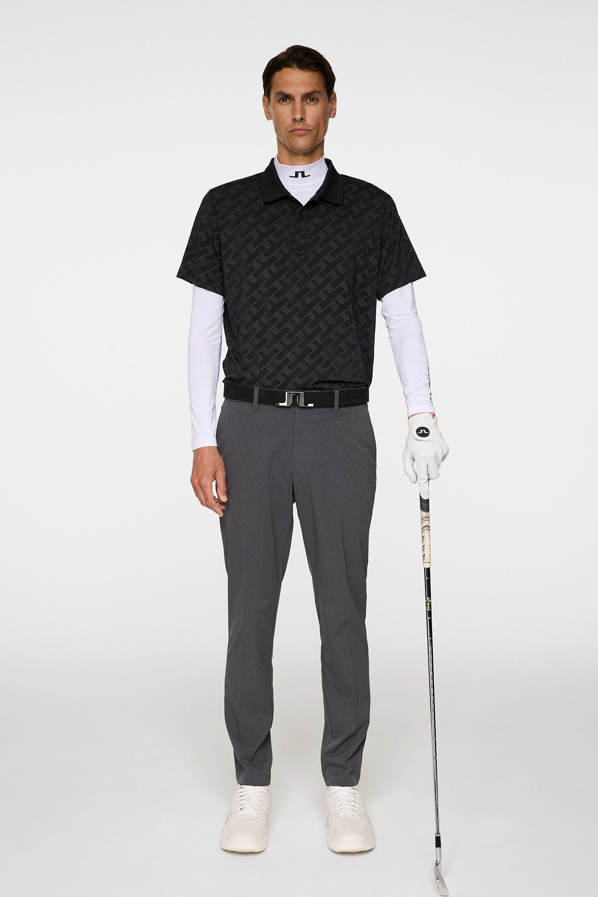 Bison Jacquard Polo in Black by J.Lindeberg