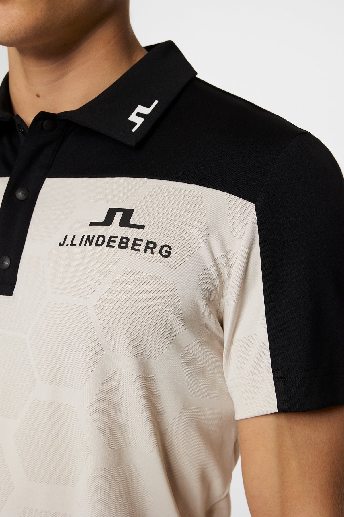 Anders Tour Mesh Slim Fit Polo in Black by J.Lindeberg