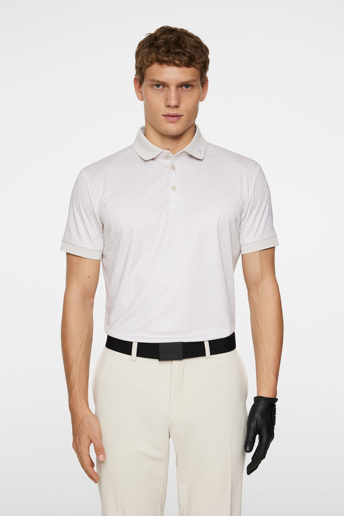 Tour Tech Print Polo in Shadow Bridge Moonbeam S by J.Lindeberg