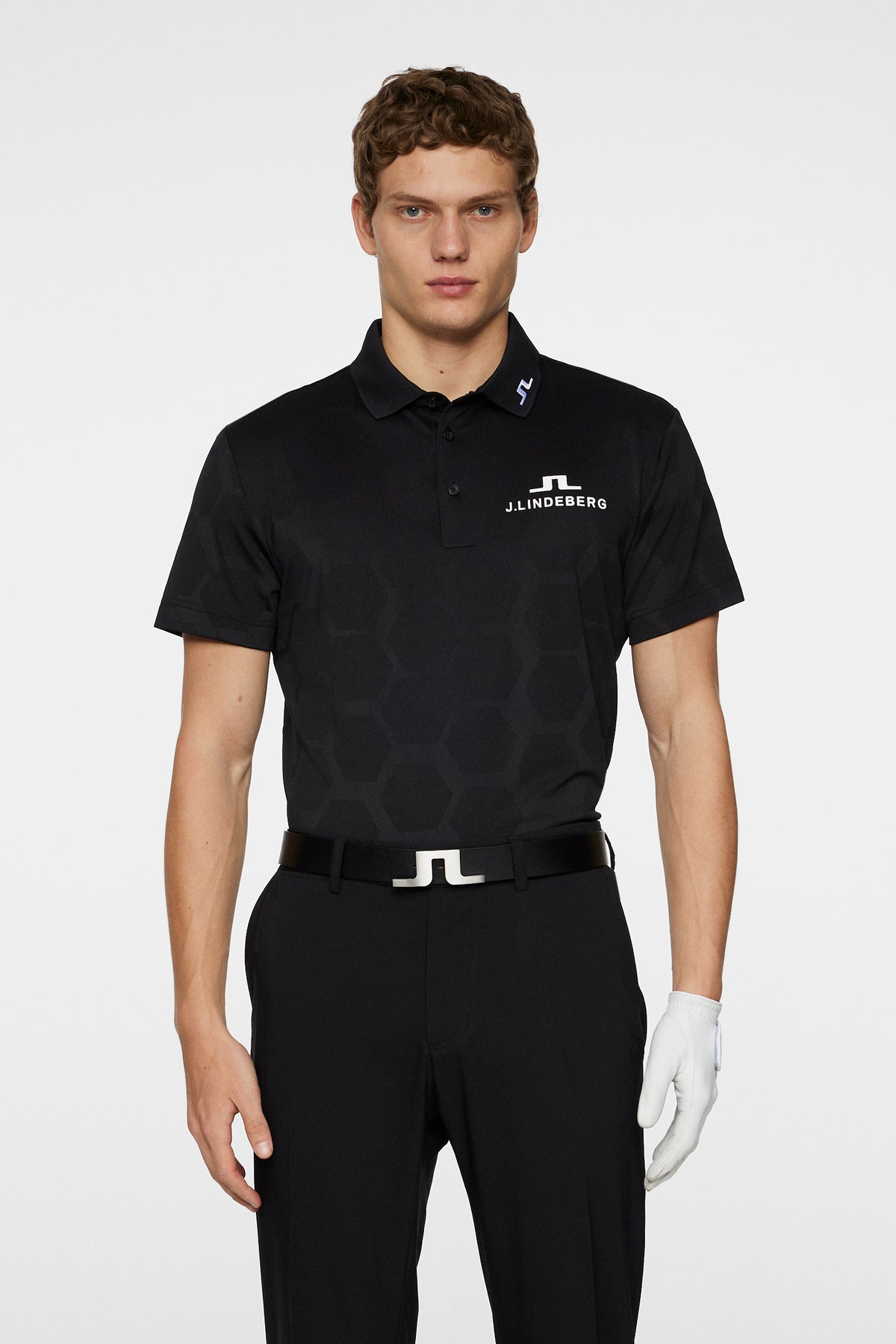 KV Tour Mesh Golf Polo in The Open Black by J.Lindeberg