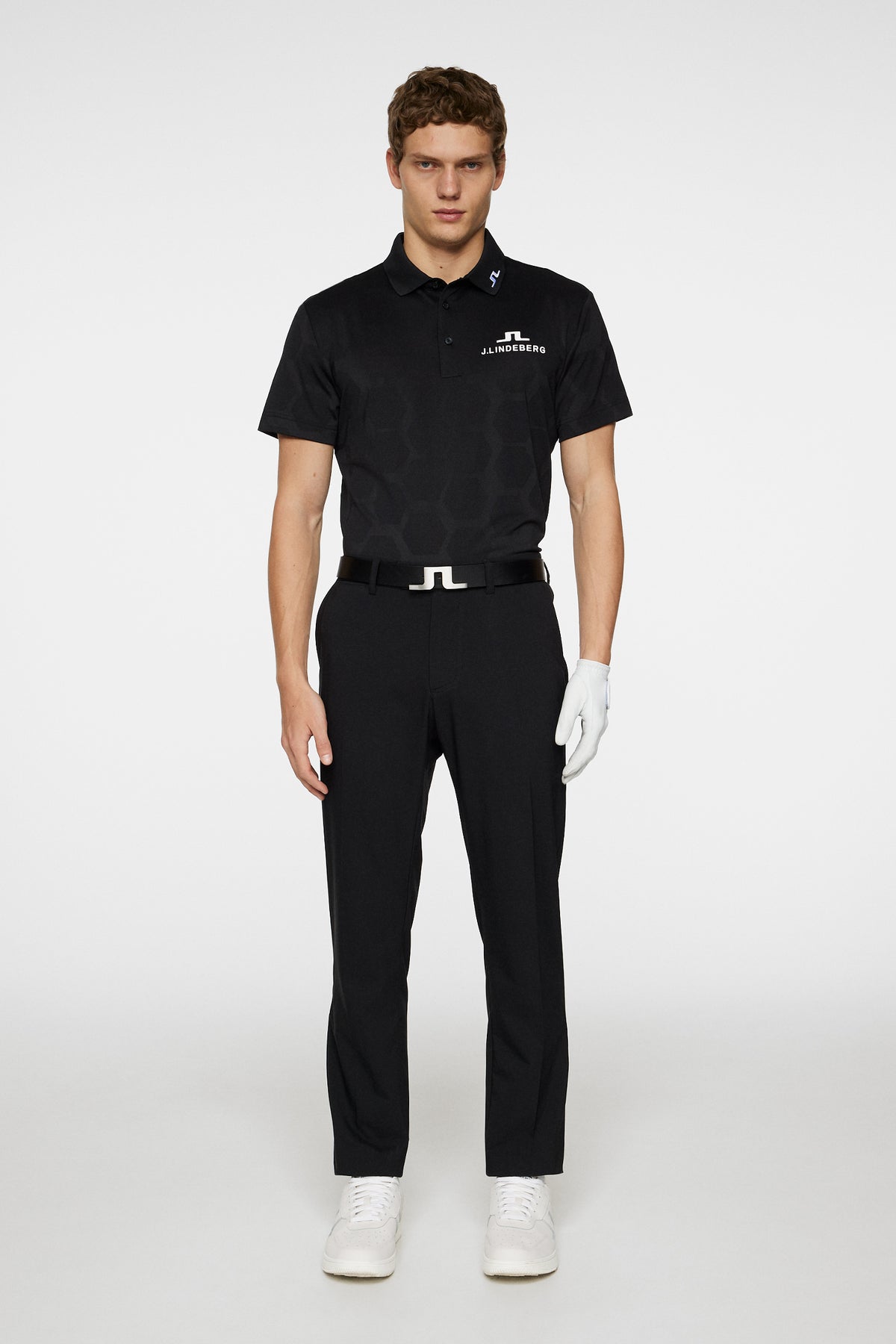 KV Tour Mesh Golf Polo in The Open Black by J.Lindeberg