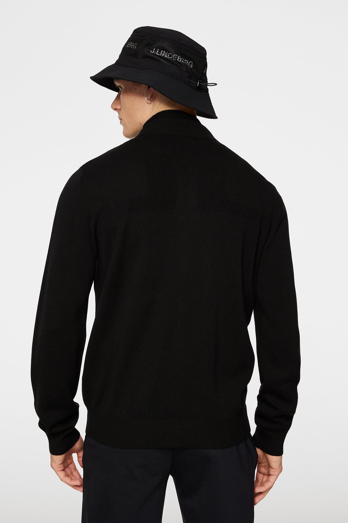 Bridge Knitted Hybrid Sweater in Black by J.Lindeberg