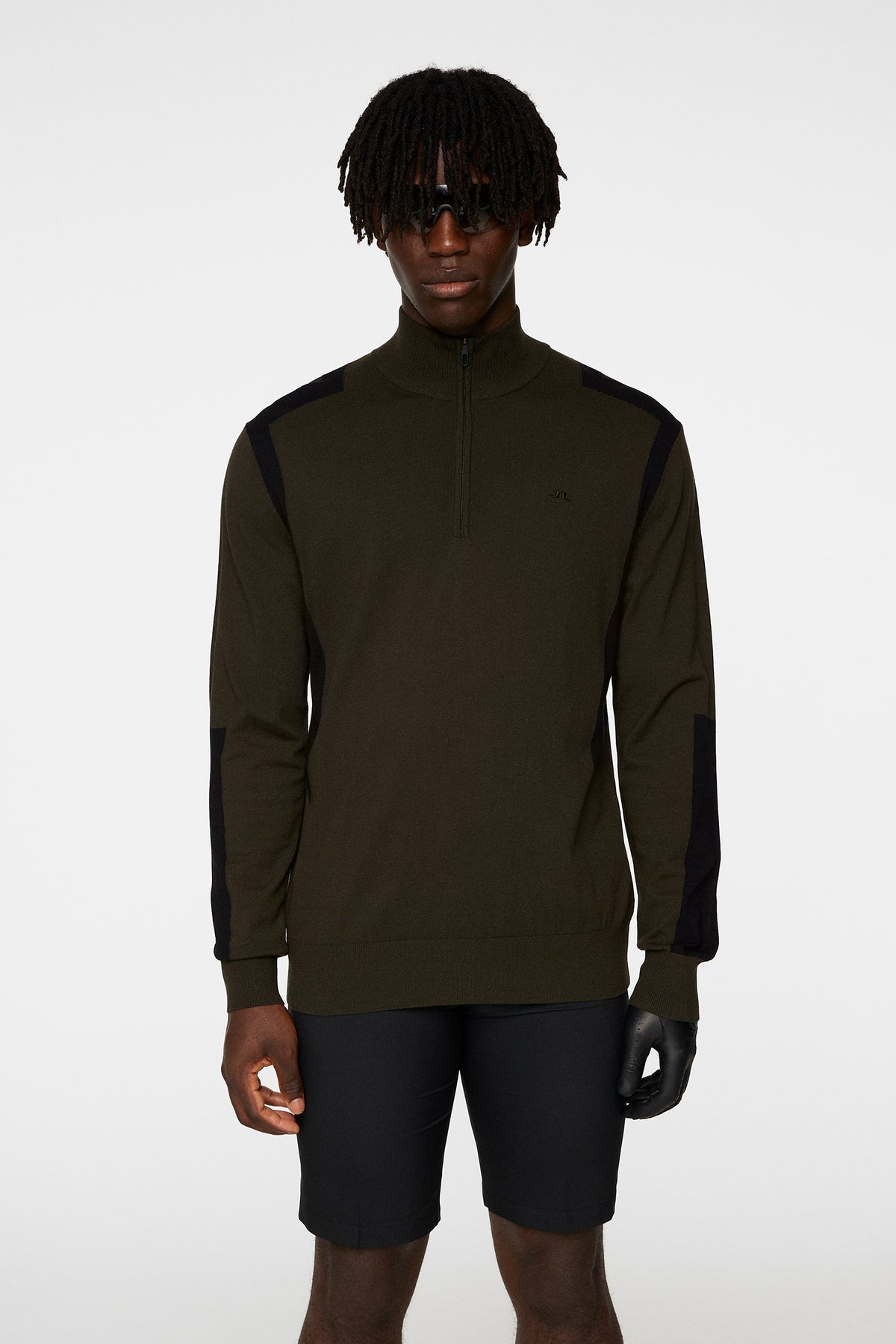 Kendrick Knitted Zip Sweater in Forest Green by J.Lindeberg
