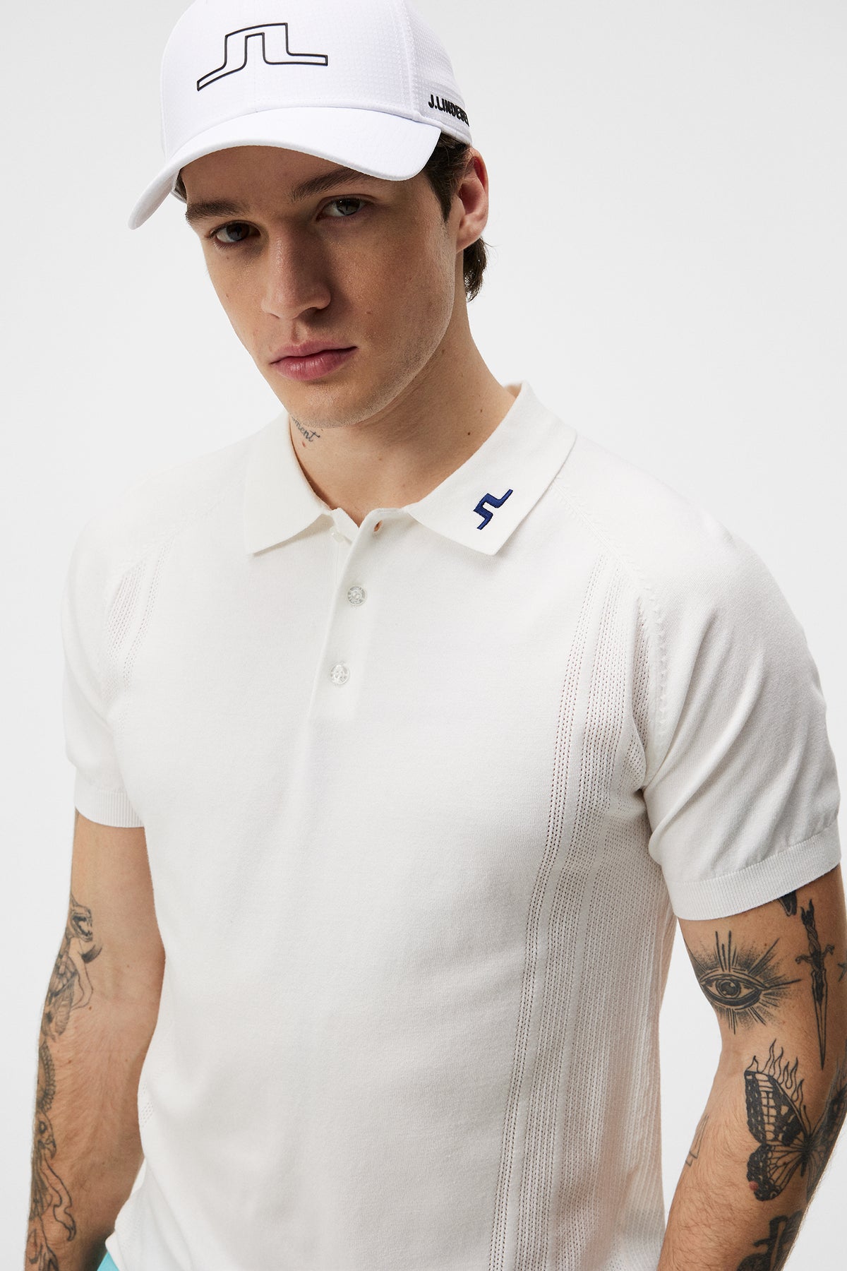 Martines Knitted Shirt in White by J.Lindeberg