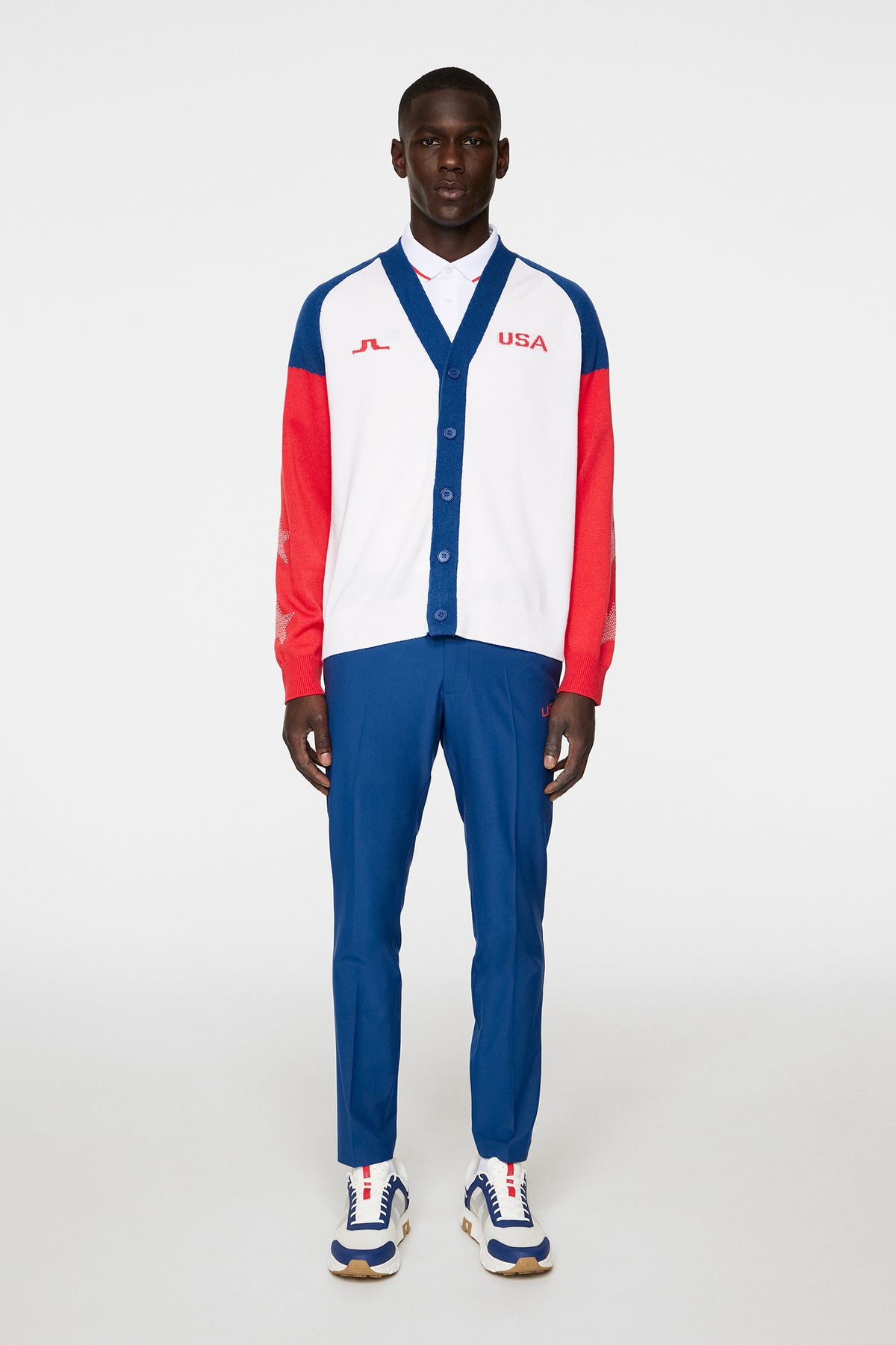 Claude Cardigan in White by J.Lindeberg