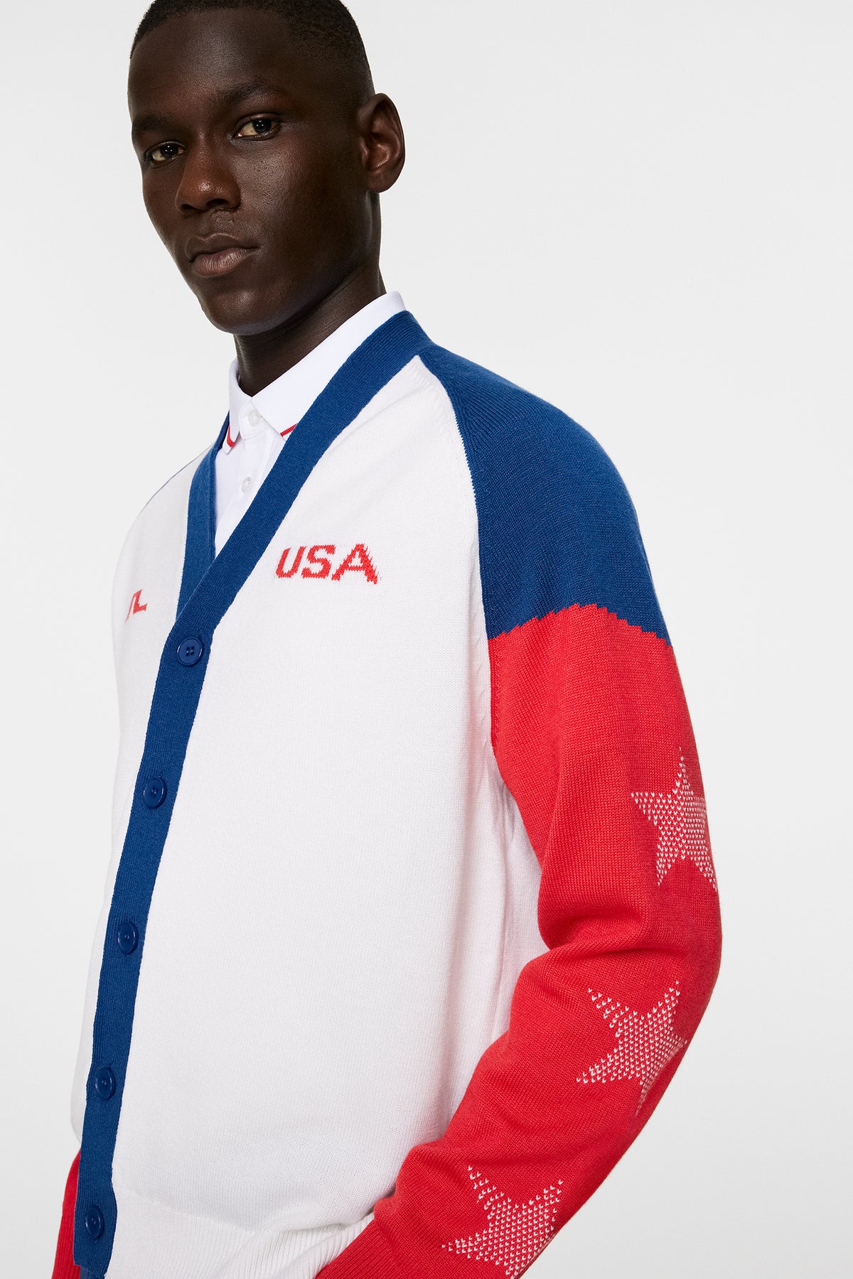 Claude Cardigan in White by J.Lindeberg