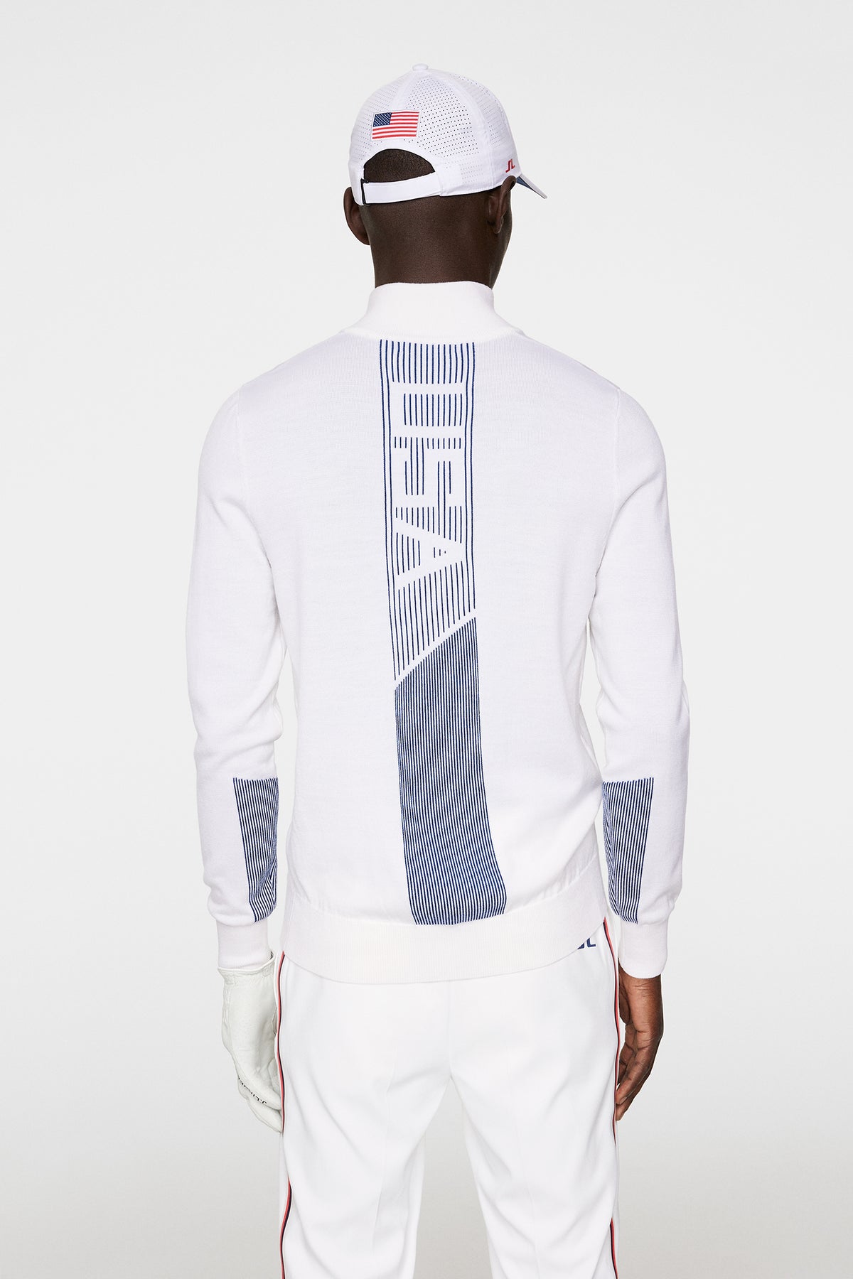 Nathaniel Half Zip Sweater in White by J.Lindeberg