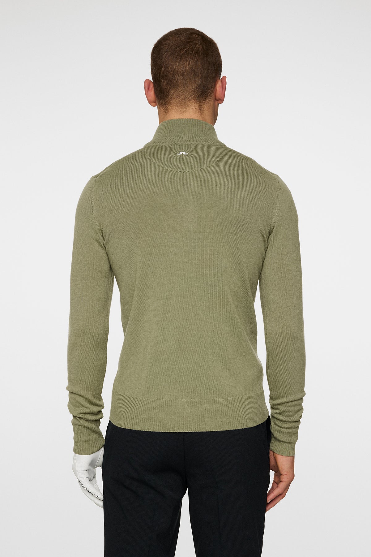 Kian Zipped Sweater in Oil Green by J.Lindeberg