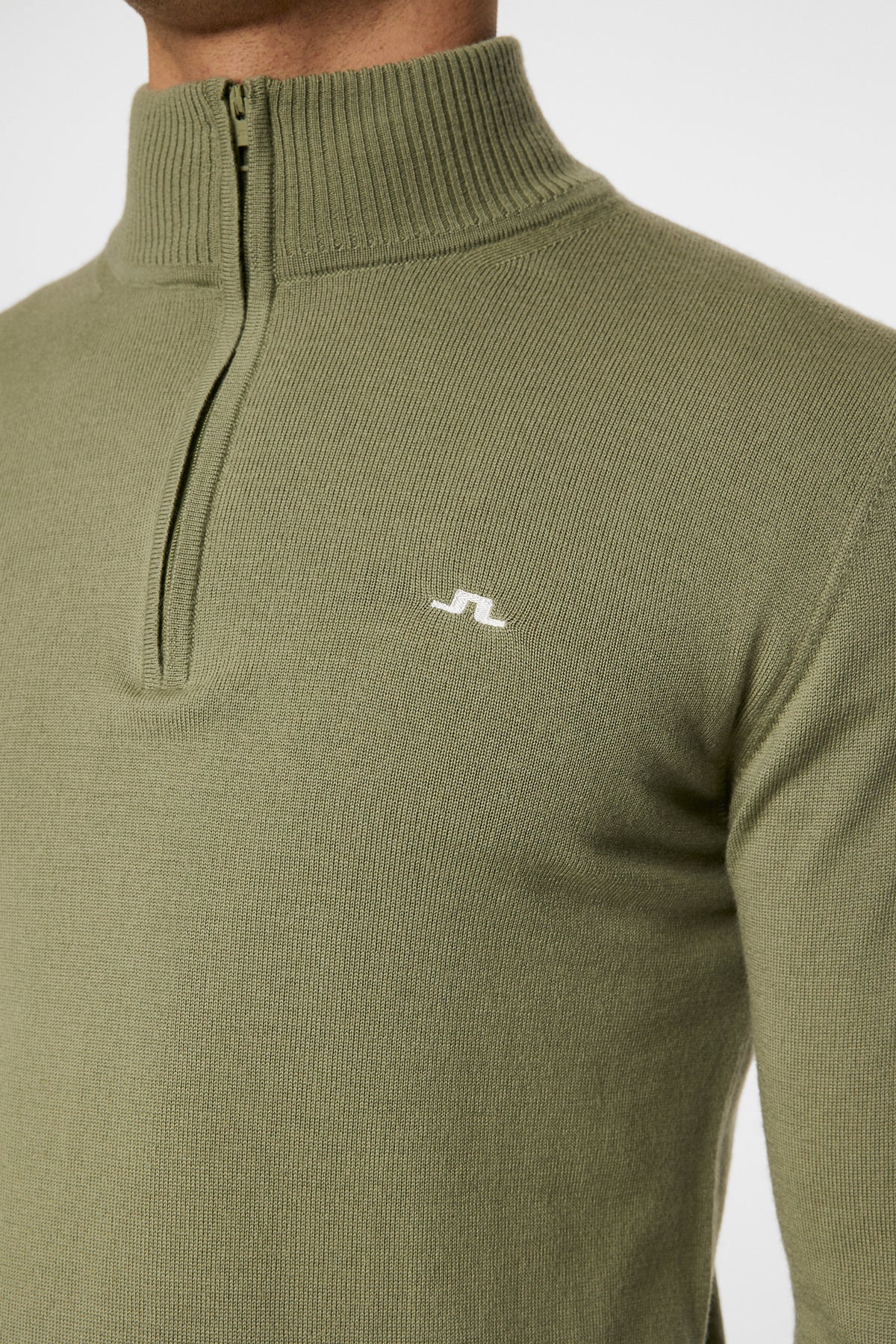 Kian Zipped Sweater in Oil Green by J.Lindeberg