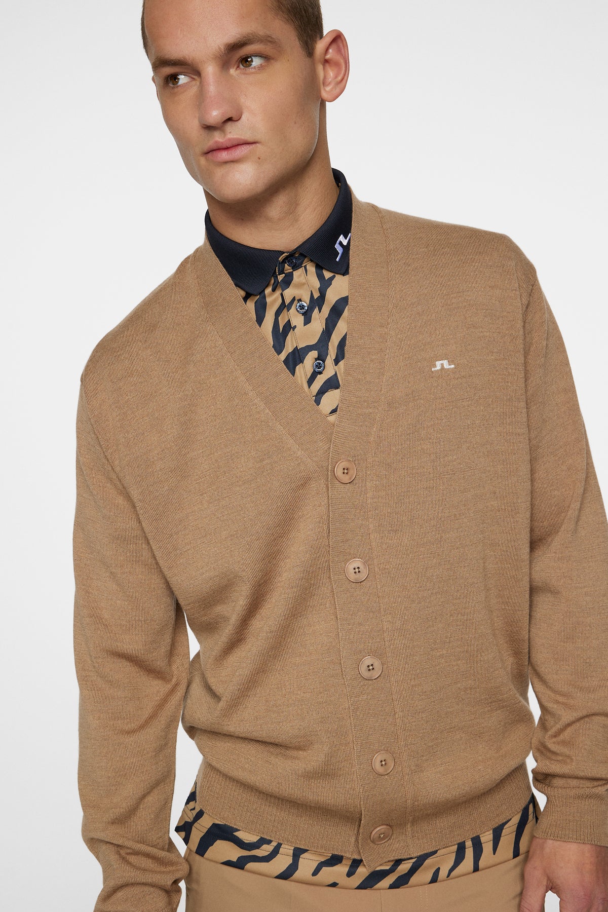Lucas Knitted Cardigan in Tigers Eye by J.Lindeberg