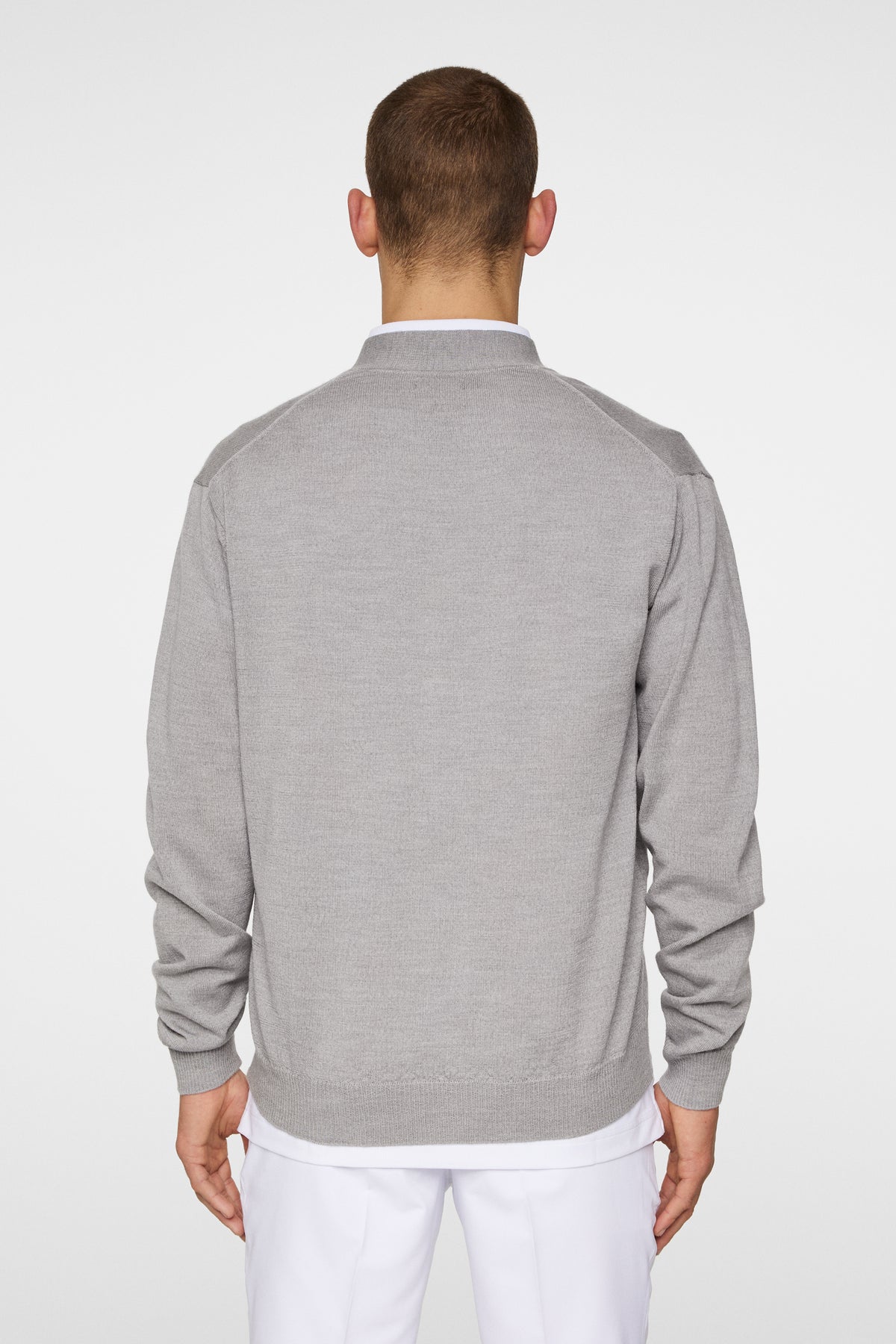 Lucas Knitted Cardigan in Light Grey Melange by J.Lindeberg