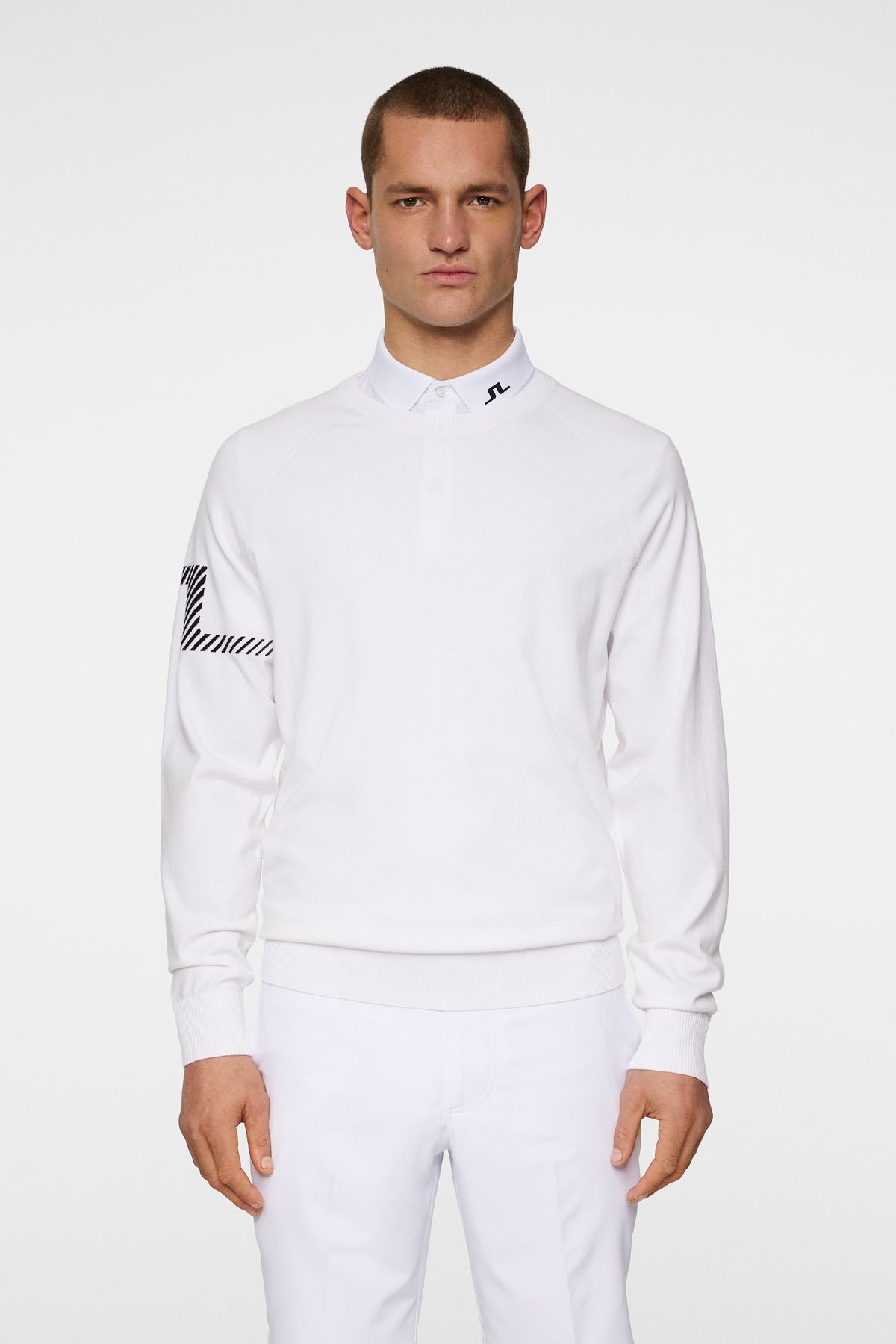 Heath Knitted Sweater in White by J.Lindeberg