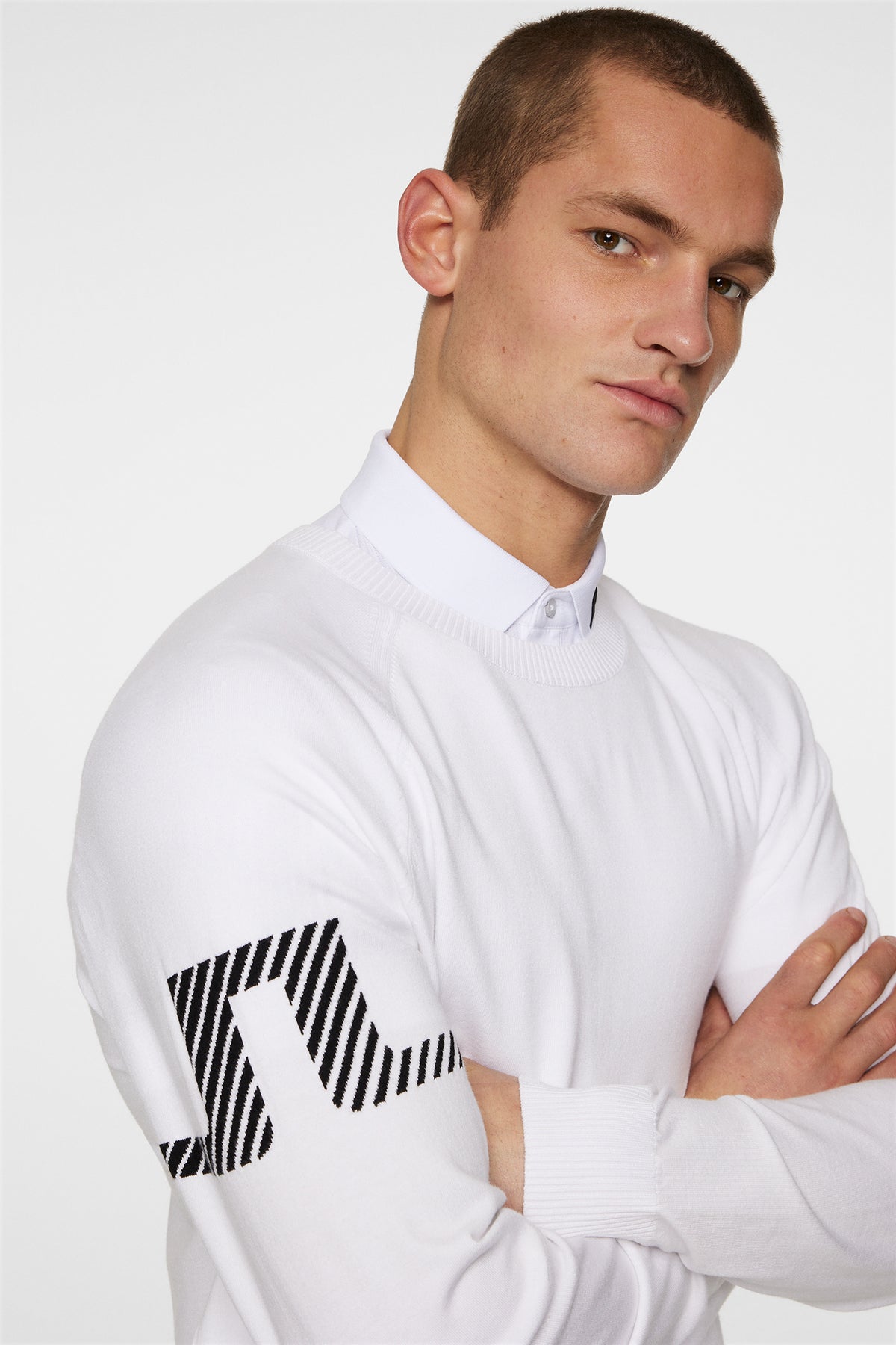 Heath Knitted Sweater in White by J.Lindeberg