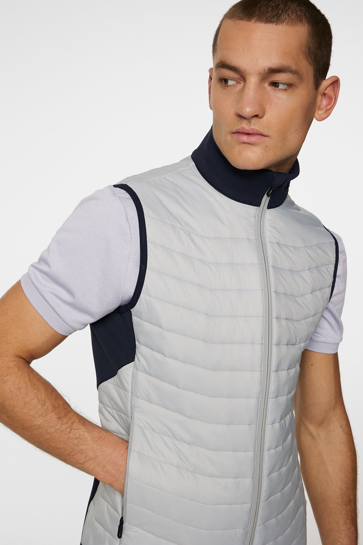 Holden Quilt Hybrid Vest in High Rise by J.Lindeberg