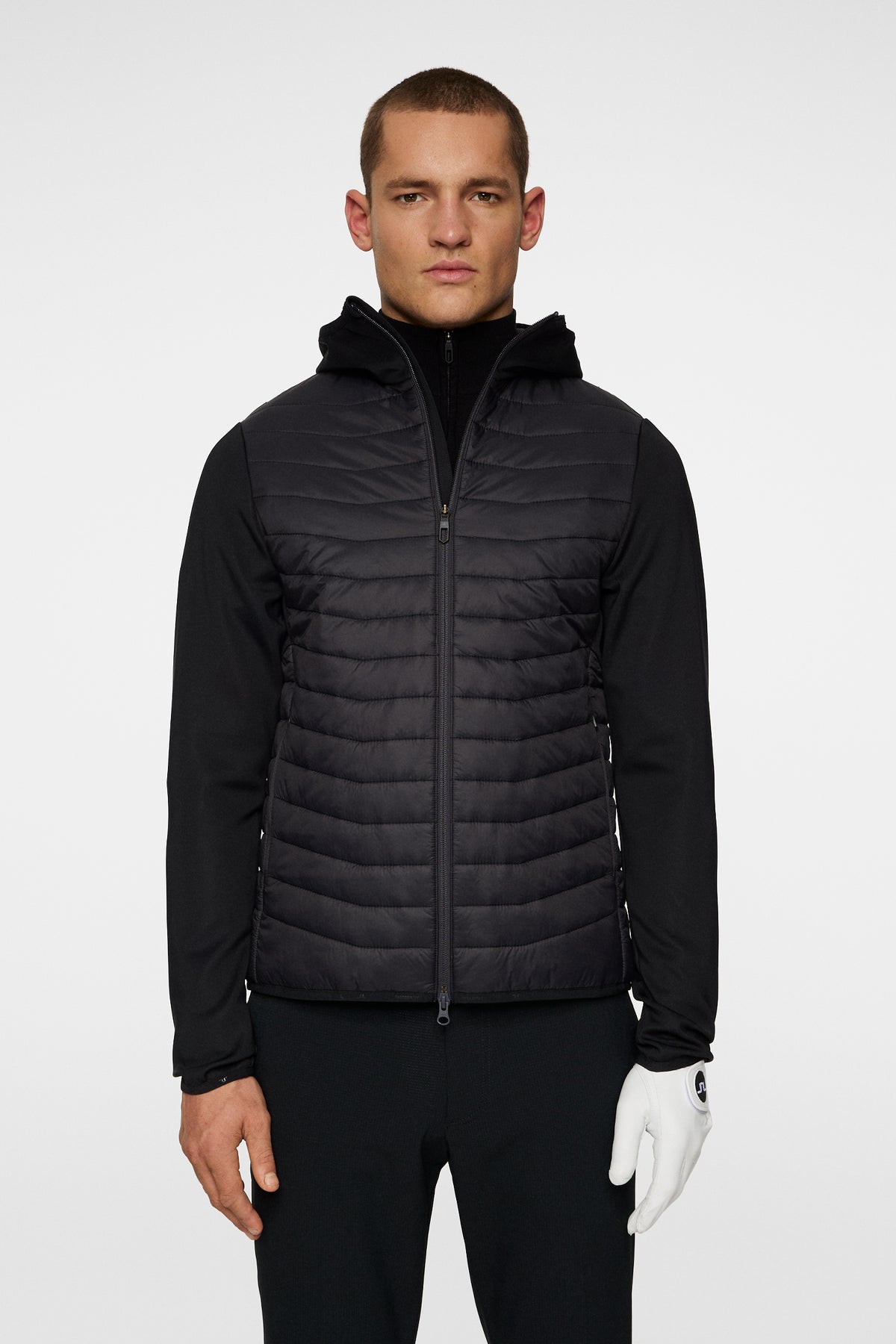 Holden Quilt Hybrid Hood in Black by J.Lindeberg