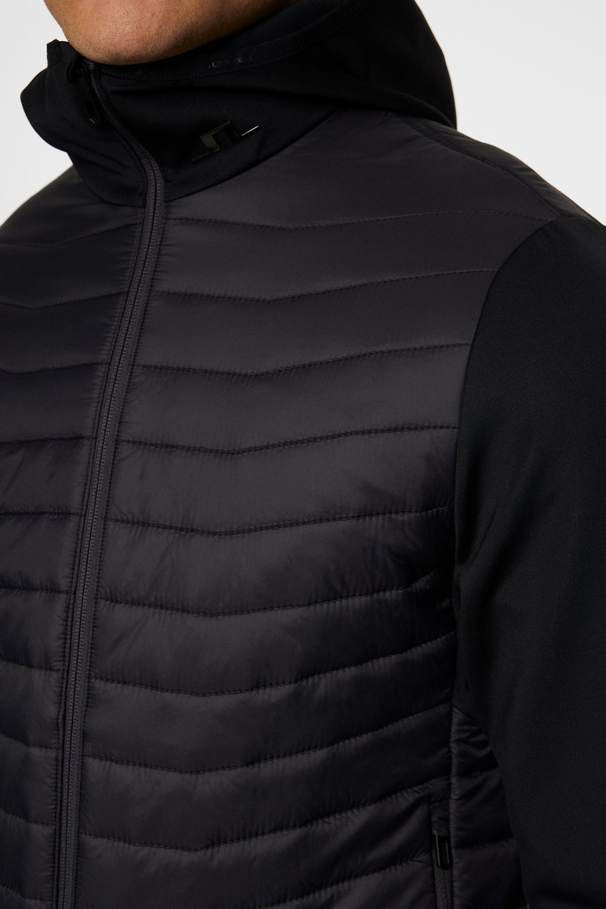 Holden Quilt Hybrid Hood in Black by J.Lindeberg