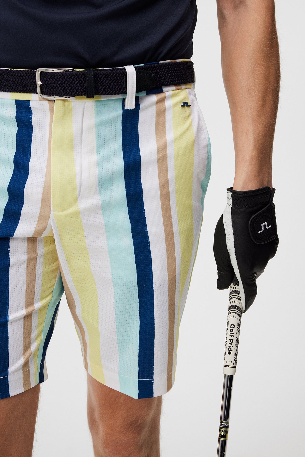 Tim Print Shorts in Painted Stripe Wax Yellow by J.Lindeberg