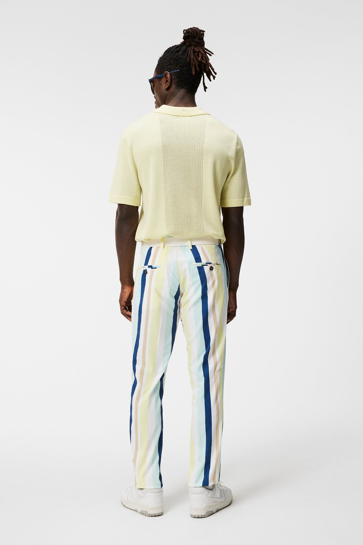 Tim Print Pant in Painted Stripe Wax Yellow by J.Lindeberg