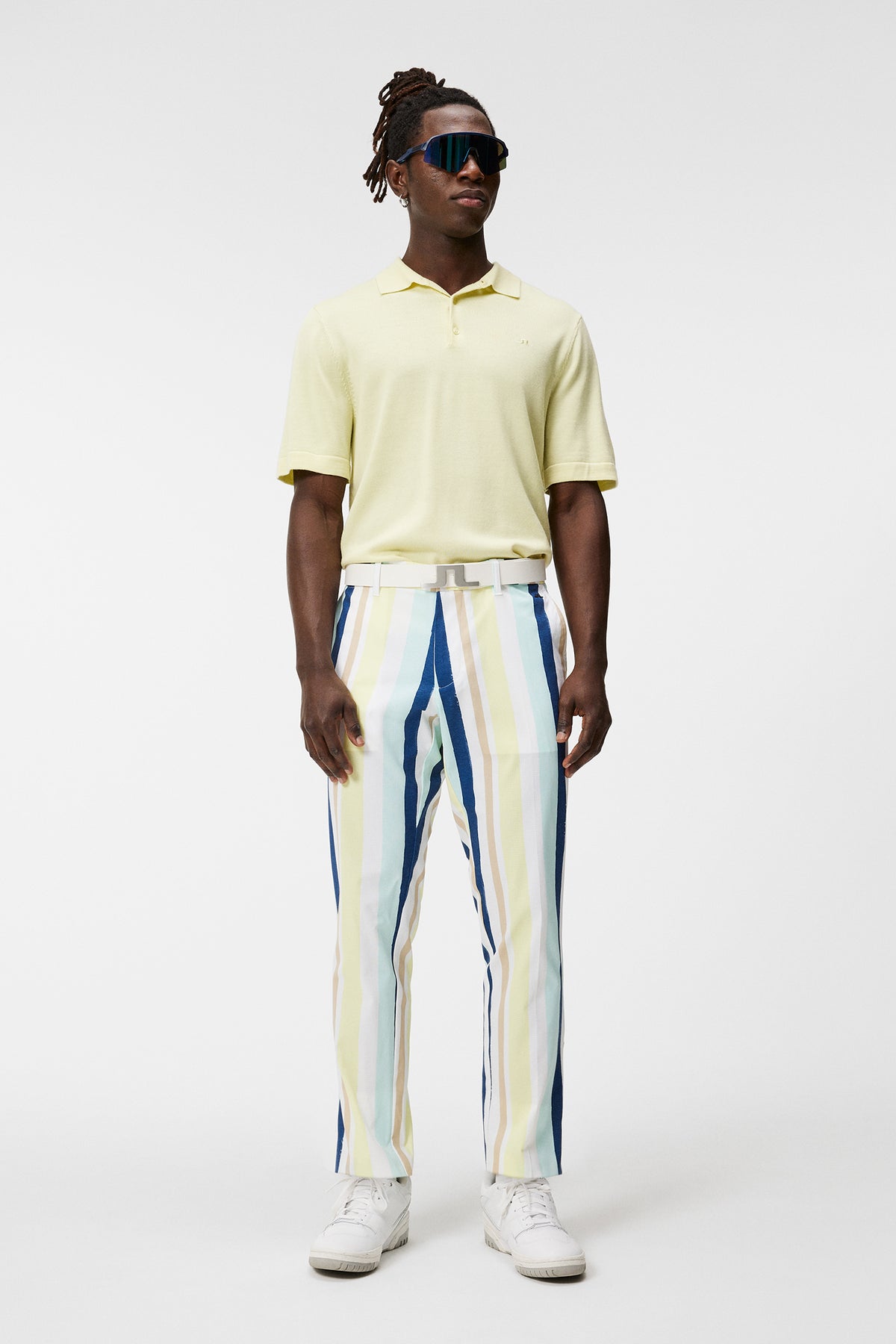 Tim Print Pant in Painted Stripe Wax Yellow by J.Lindeberg