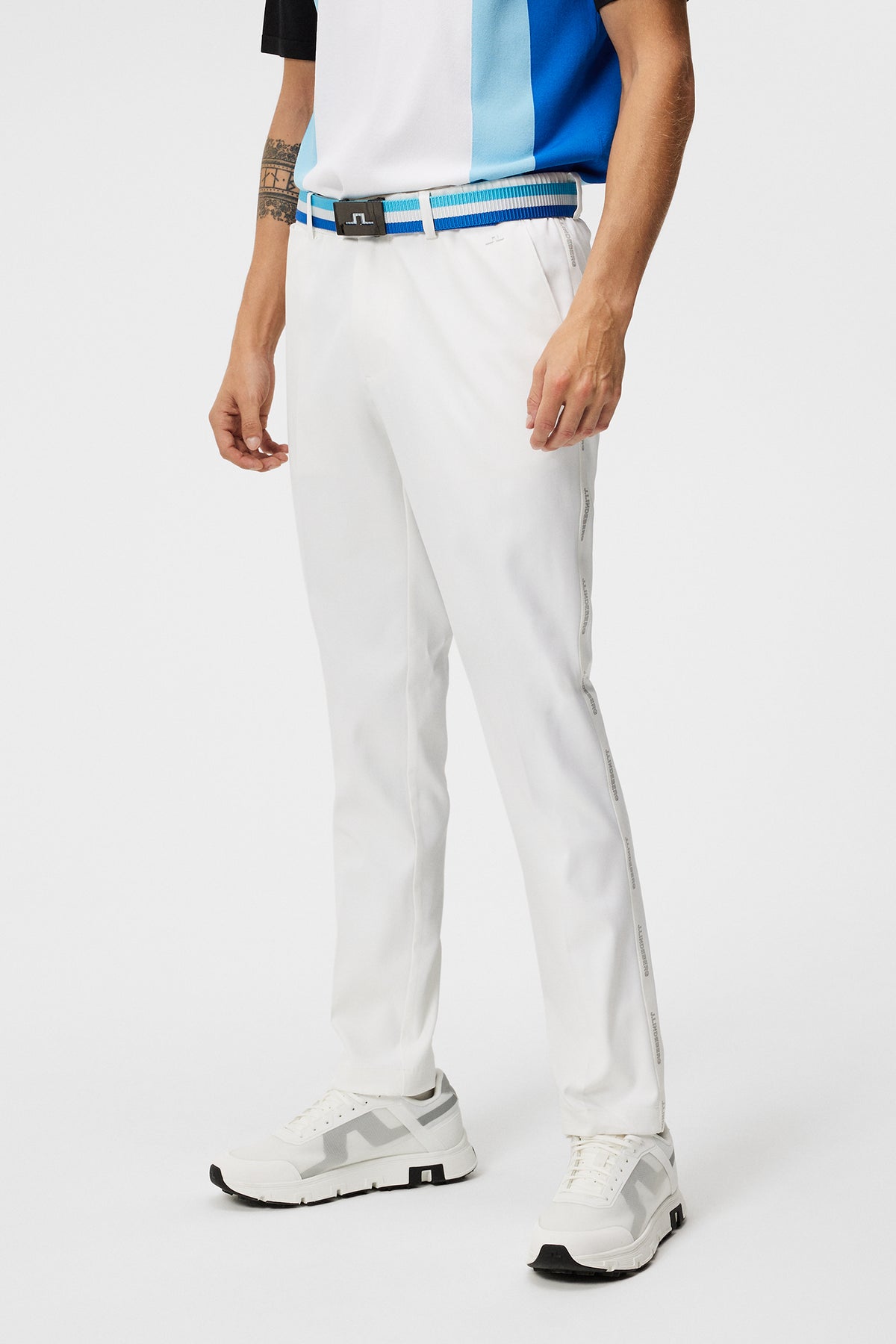 Stuart Stripe Pant in White by J.Lindeberg