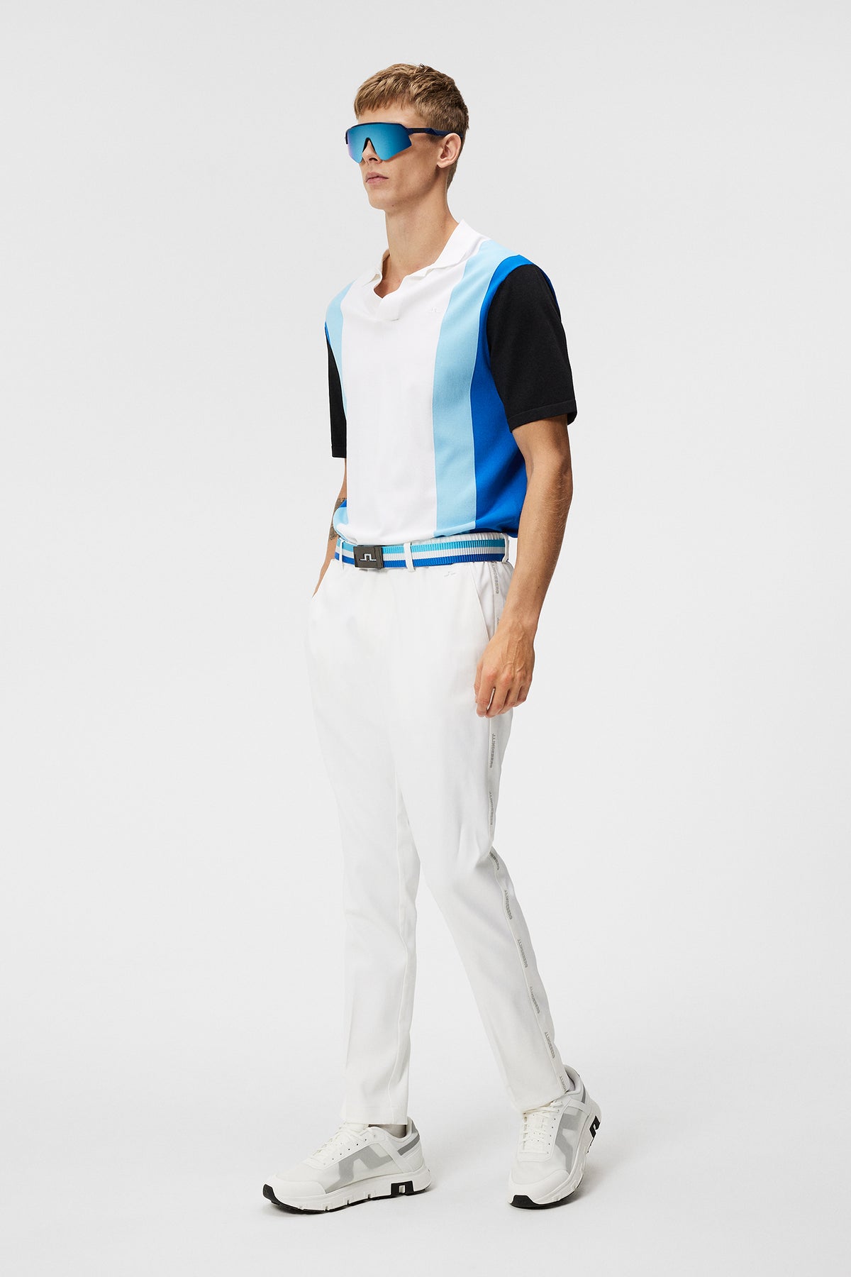 Stuart Stripe Pant in White by J.Lindeberg