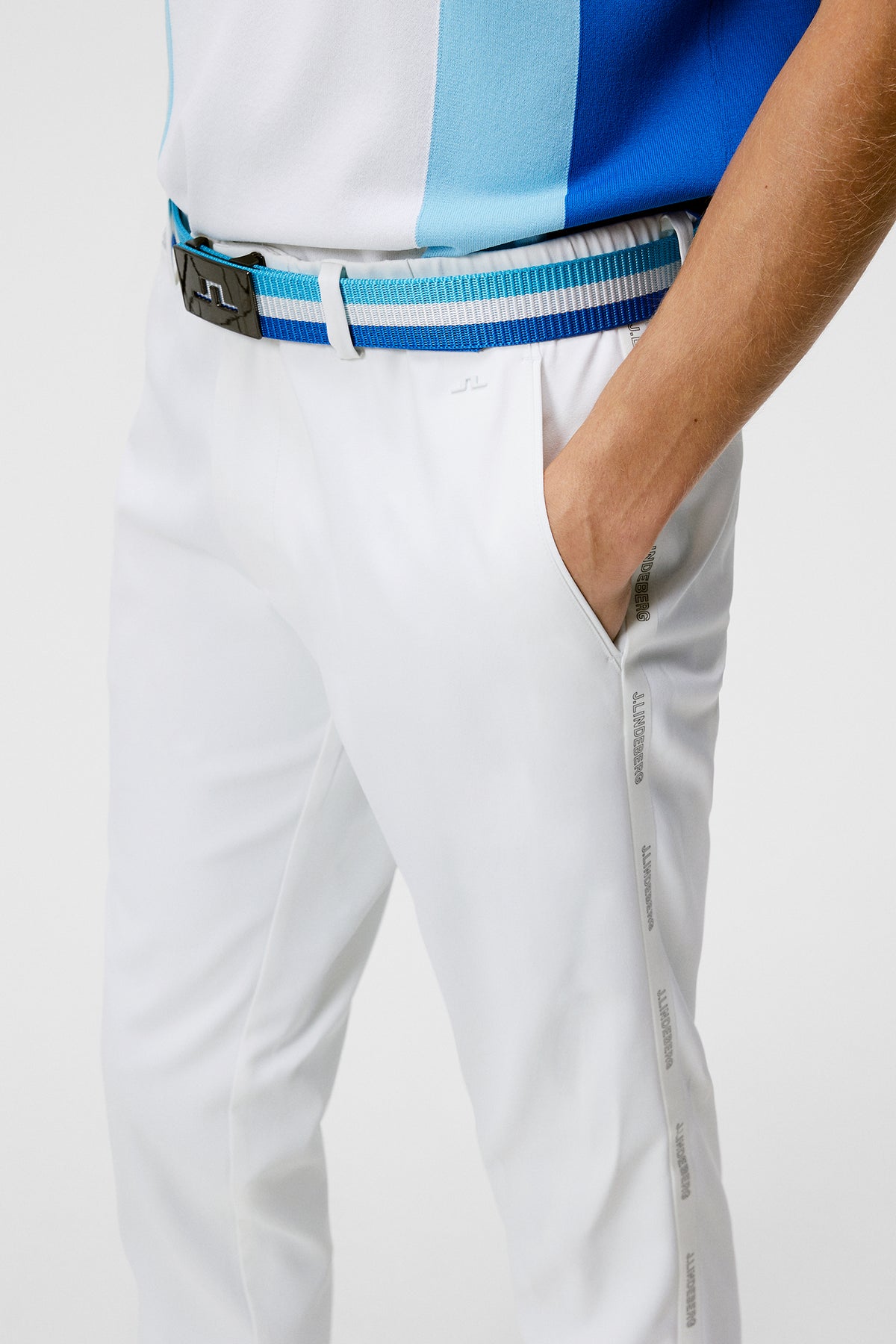Stuart Stripe Pant in White by J.Lindeberg