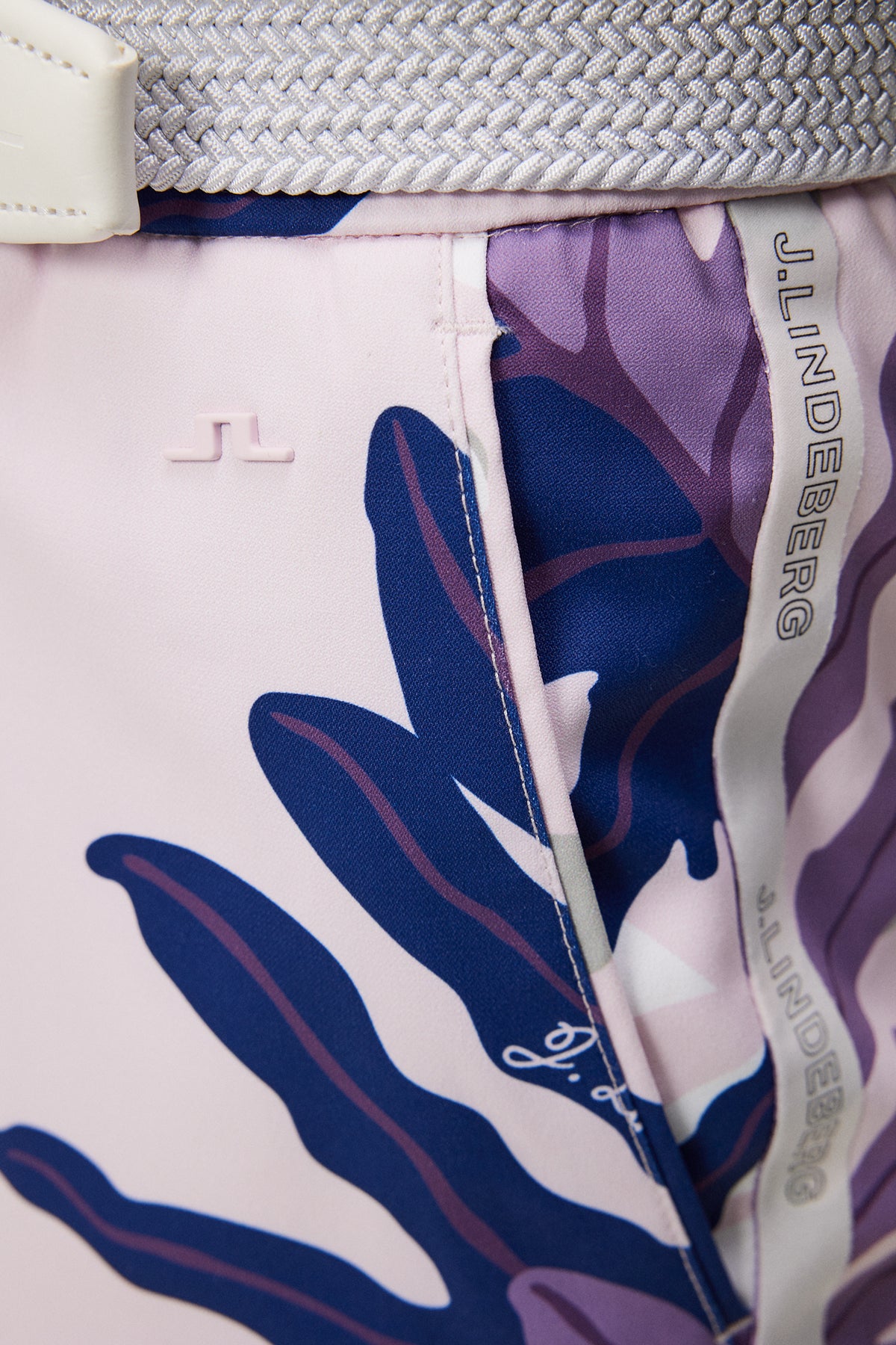Stuart Print Stripe Pant in Paradise Monstera Pink by J.Lindeberg