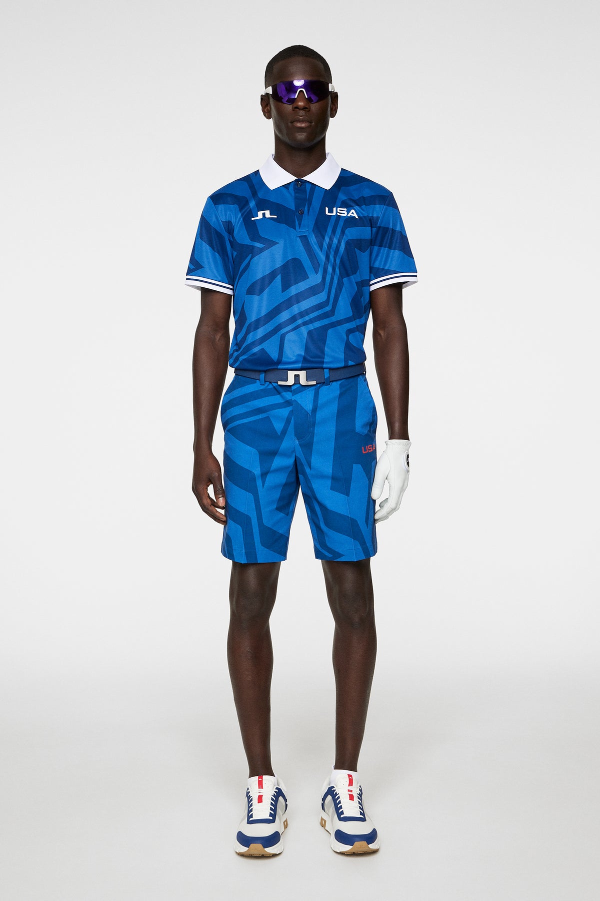 Vent Shorts Print in US Golf Blue by J.Lindeberg