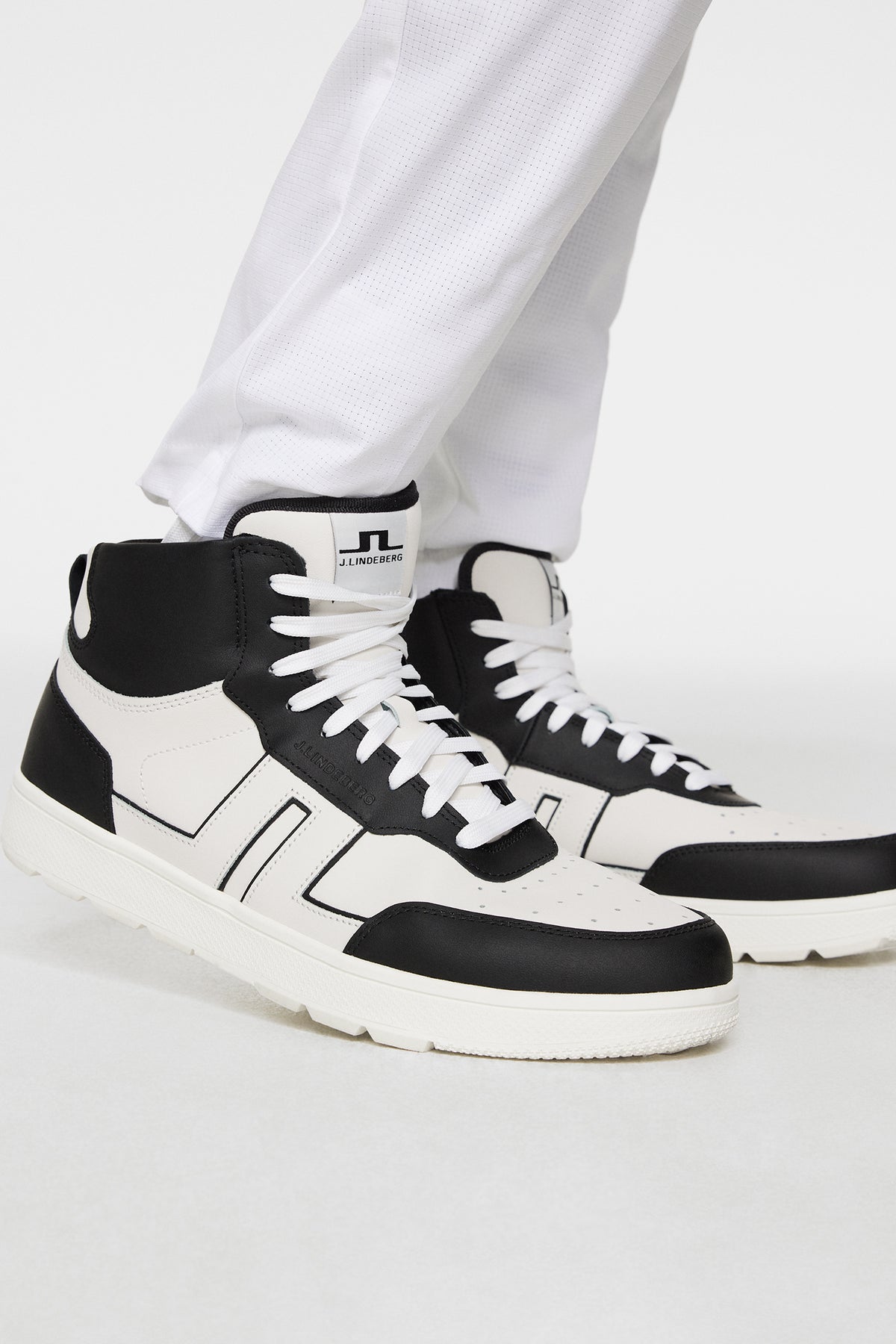 Ace High-Top Golf Sneaker in Black by J.Lindeberg
