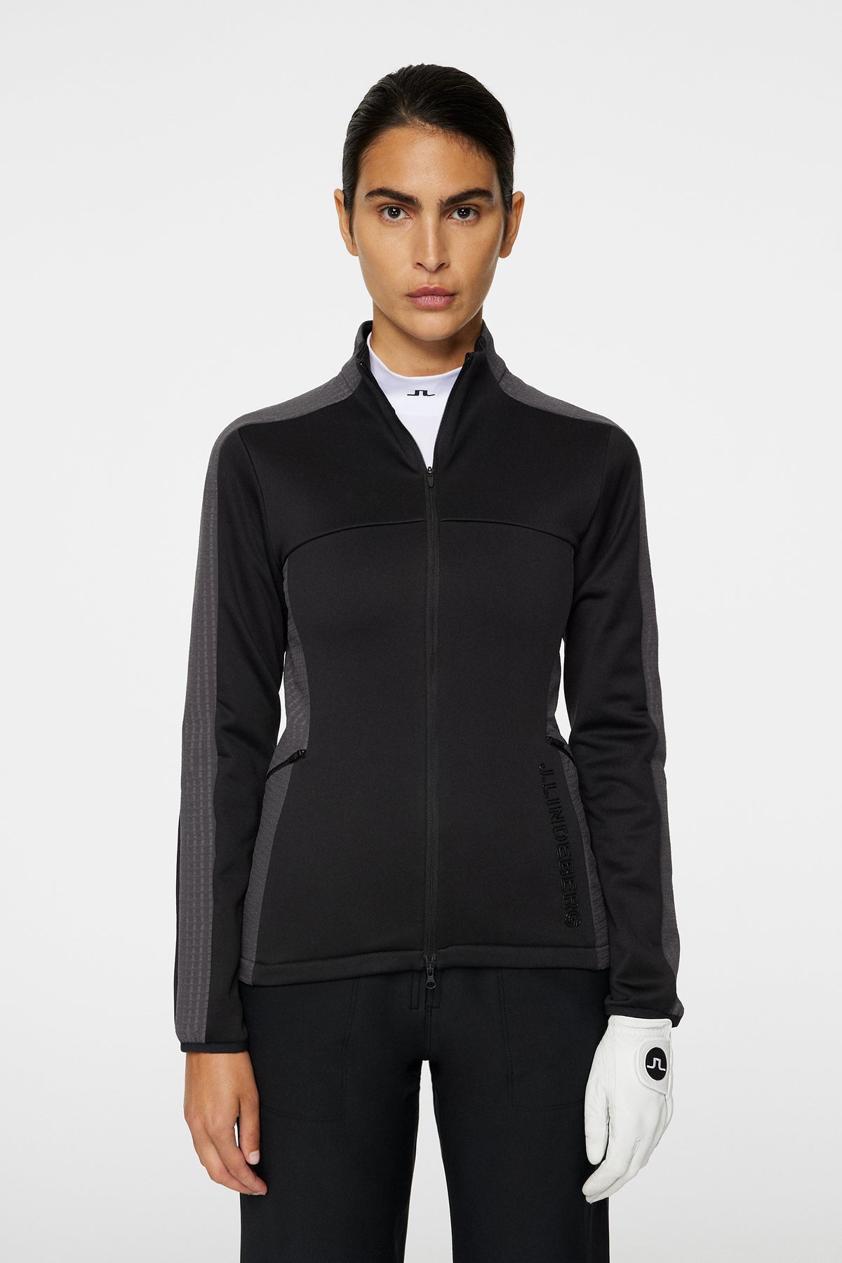 Nina Hybrid Mid Layer in Black by J.Lindeberg