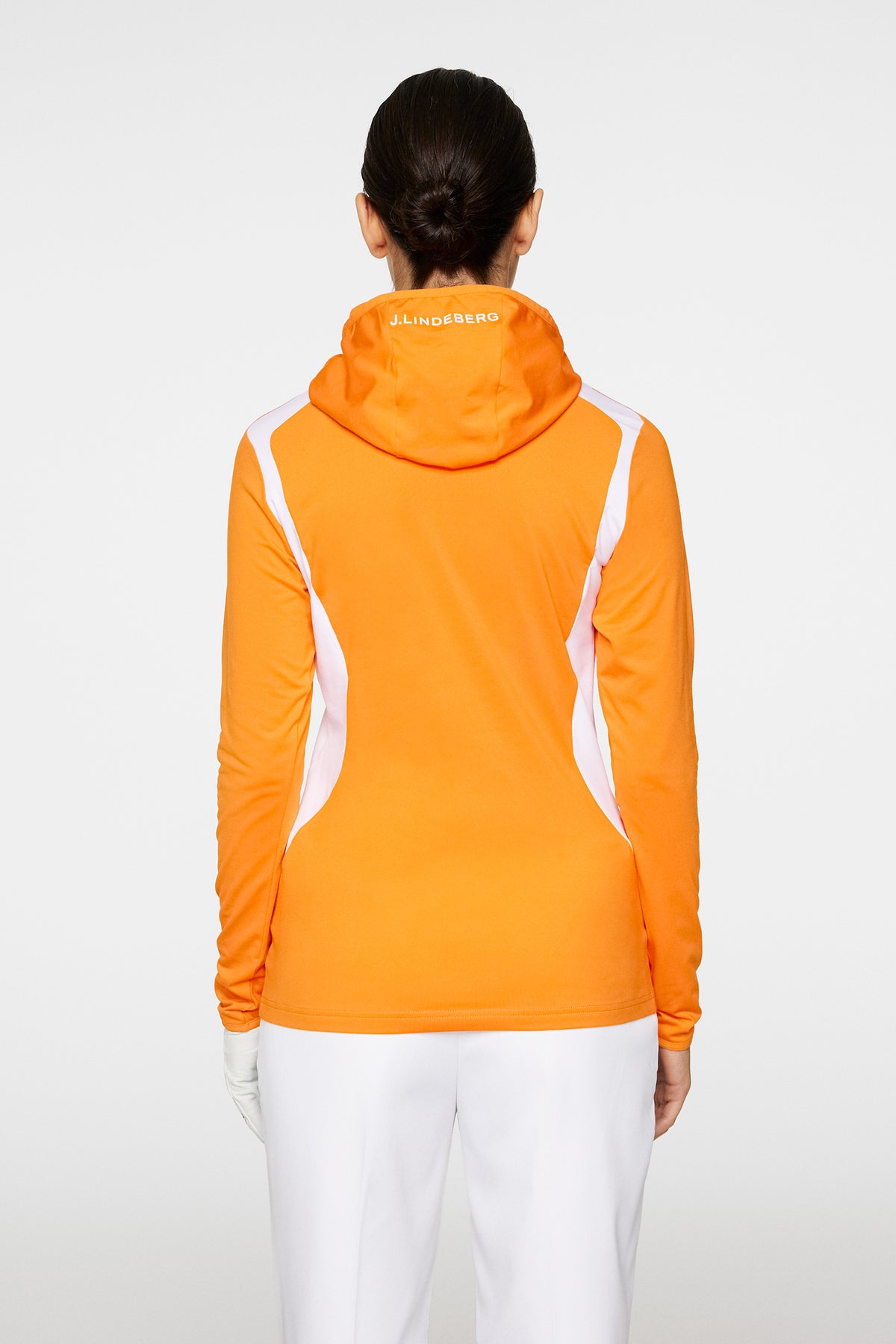 Mae Quarter Zip Hood in Persimmon Orange by J.Lindeberg