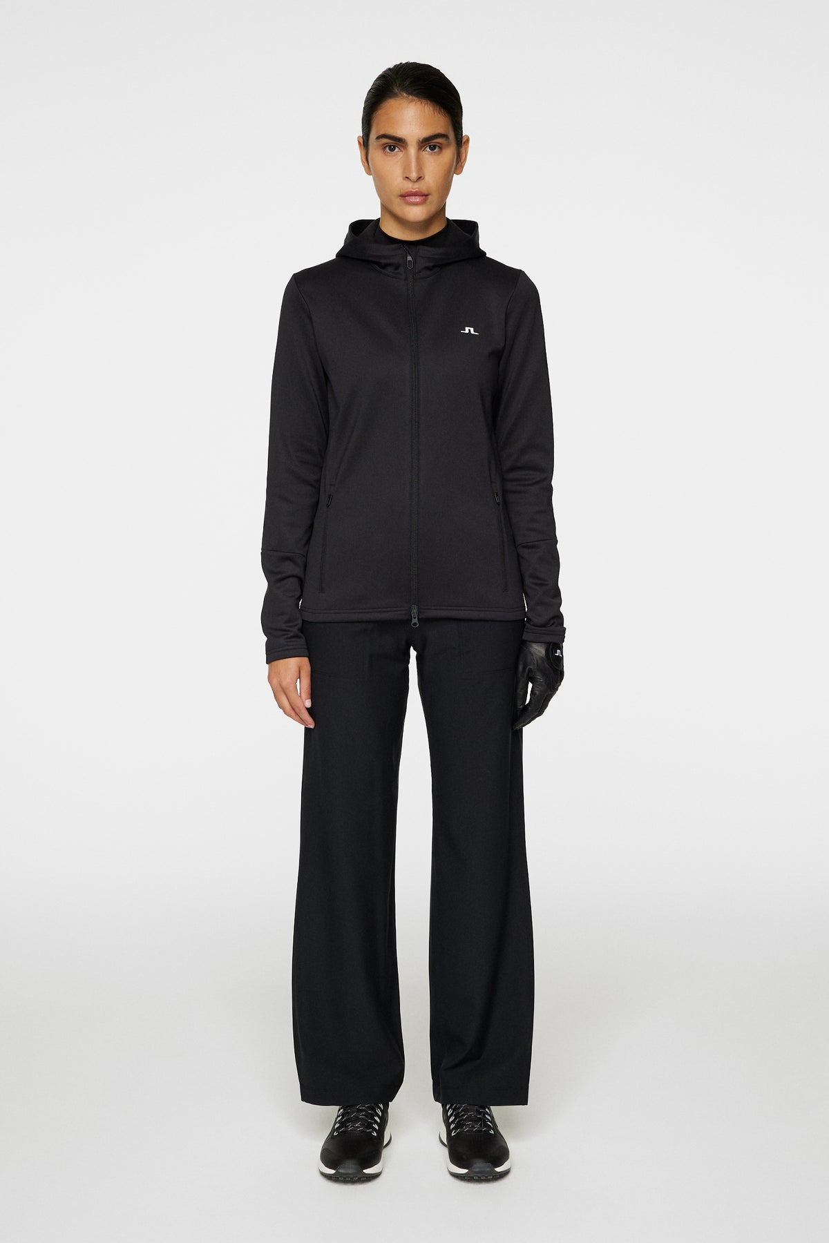 W Aerial Zip Hood in Black by J.Lindeberg