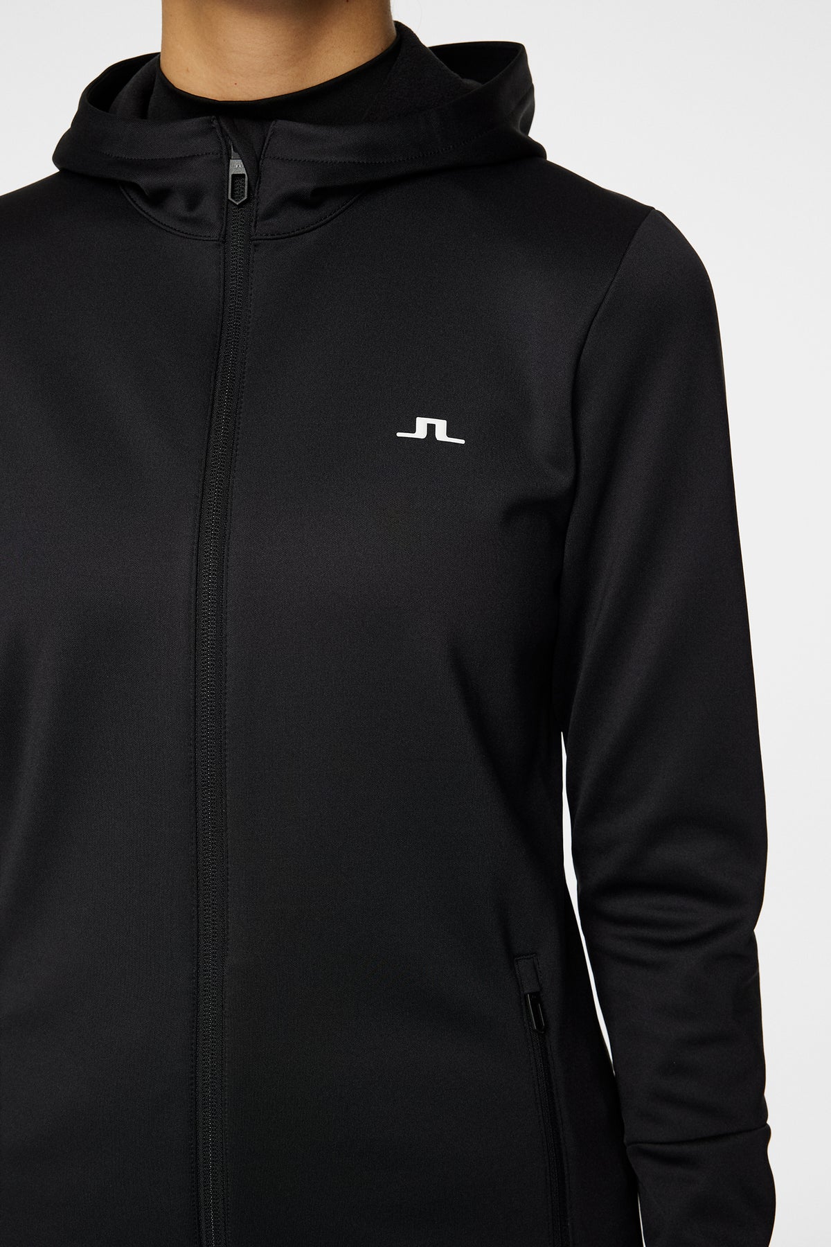 W Aerial Zip Hood in Black by J.Lindeberg