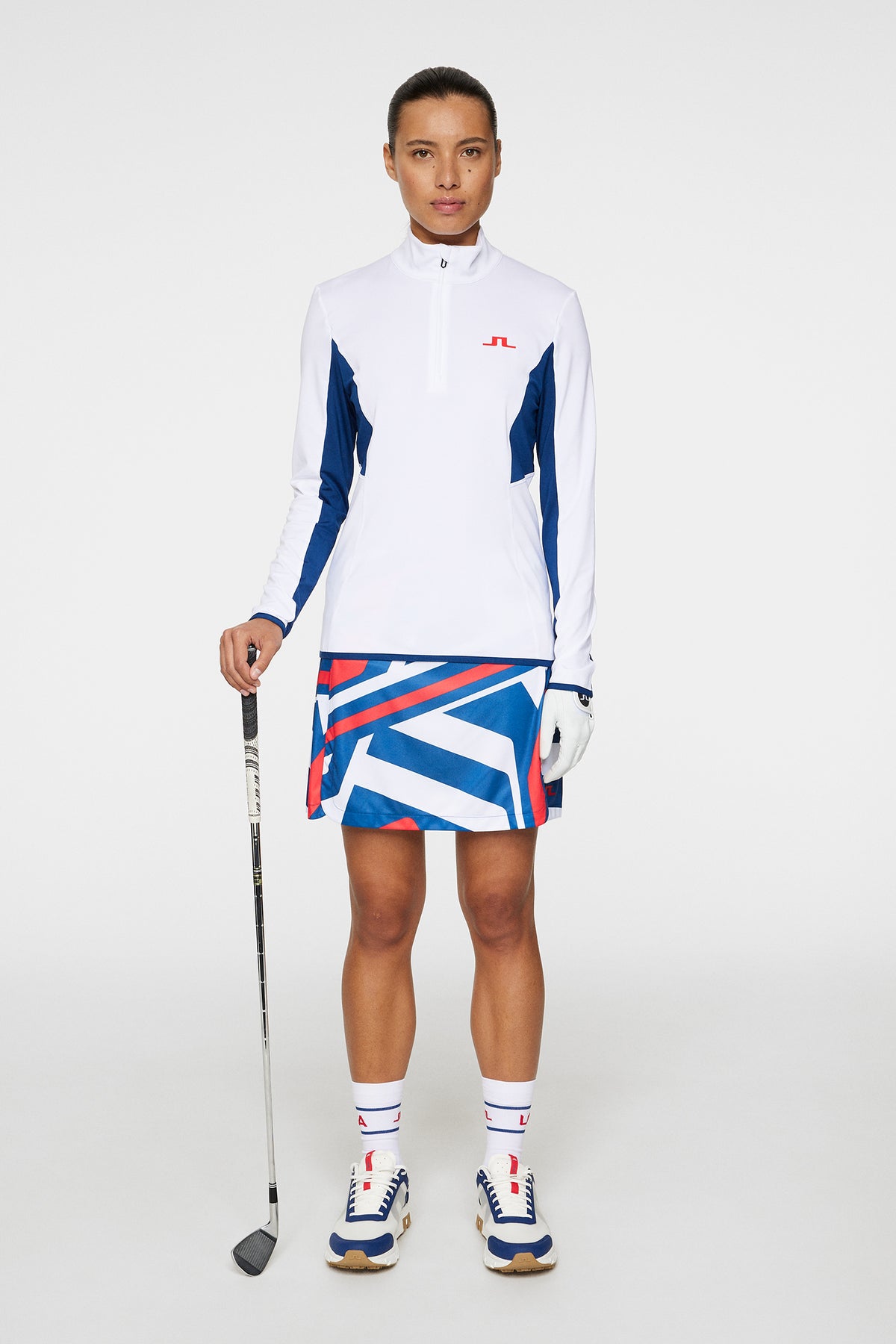 Charlene Half Zip in White by J.Lindeberg