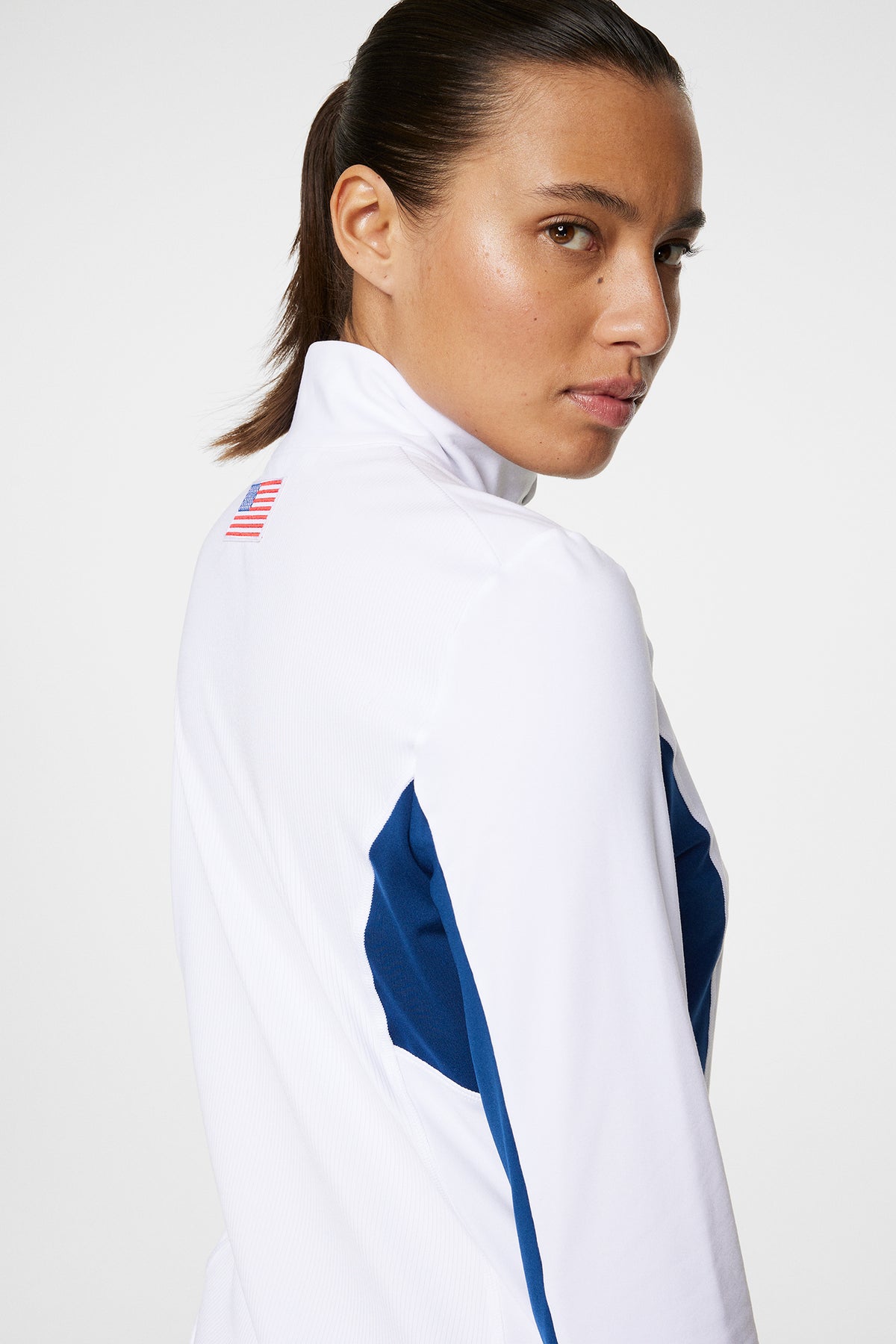 Charlene Half Zip in White by J.Lindeberg