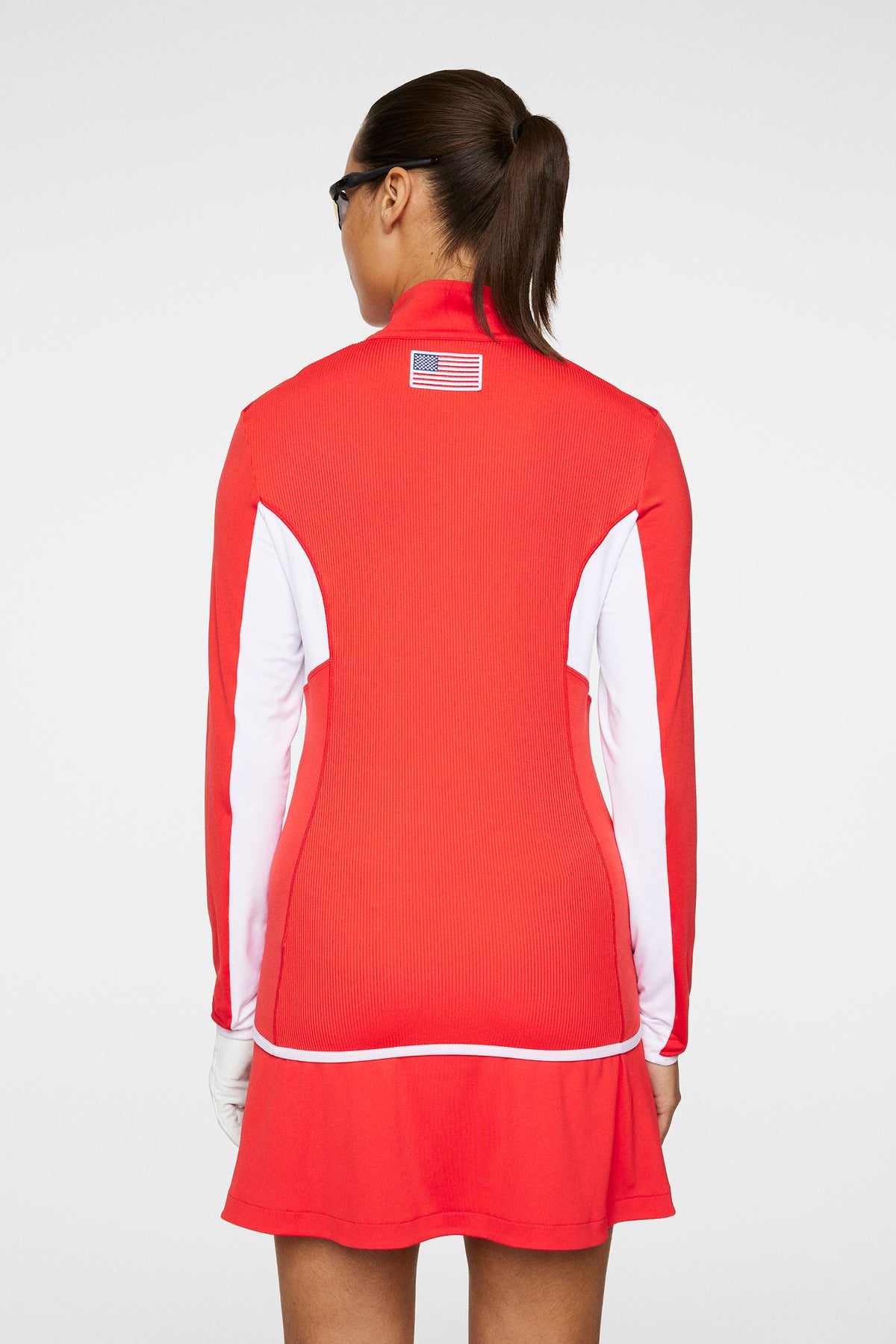 Charlene Half Zip in Flame Scarlet by J.Lindeberg