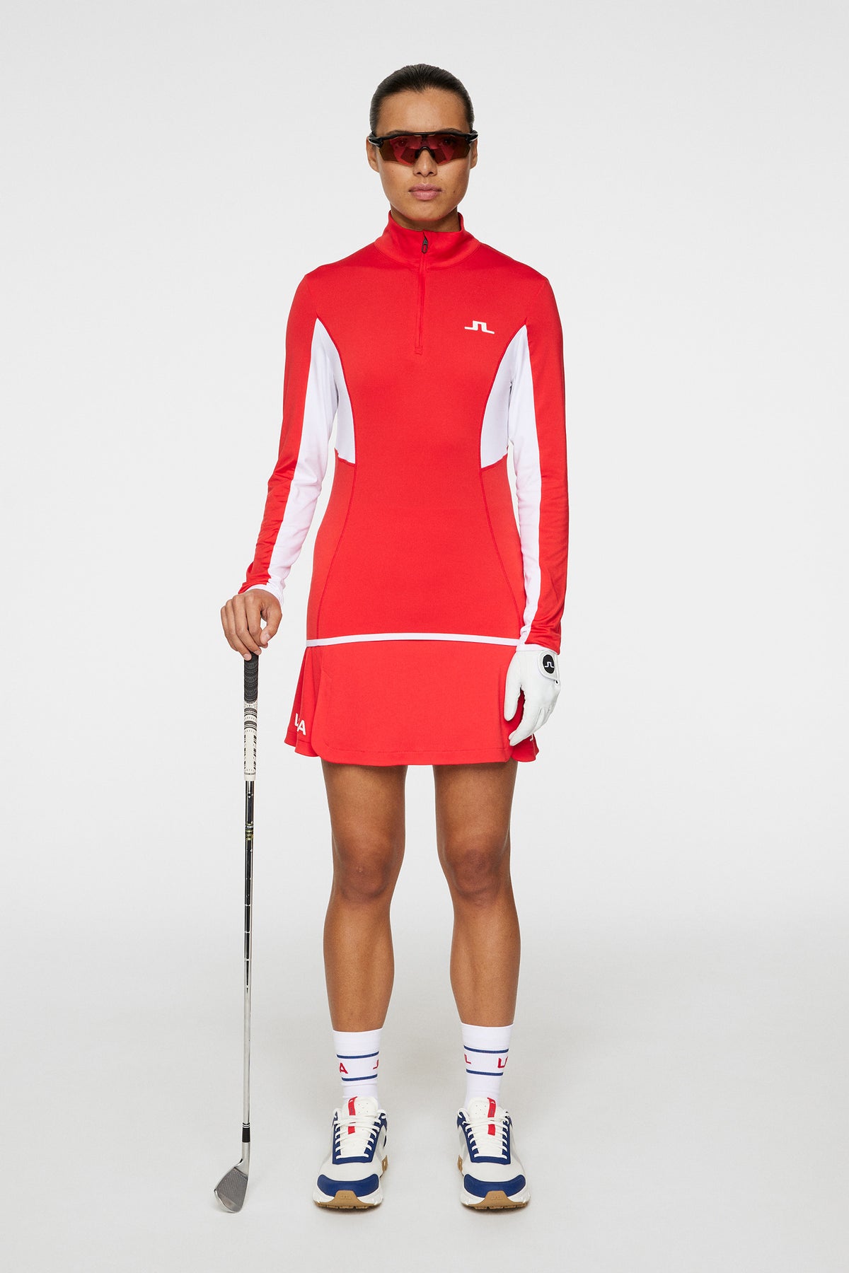 Charlene Half Zip in Flame Scarlet by J.Lindeberg