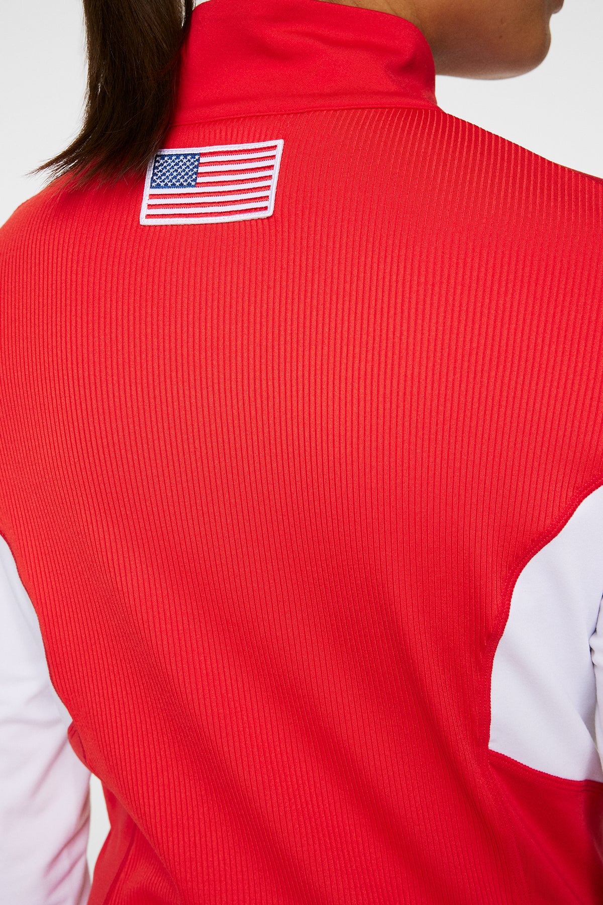 Charlene Half Zip in Flame Scarlet by J.Lindeberg